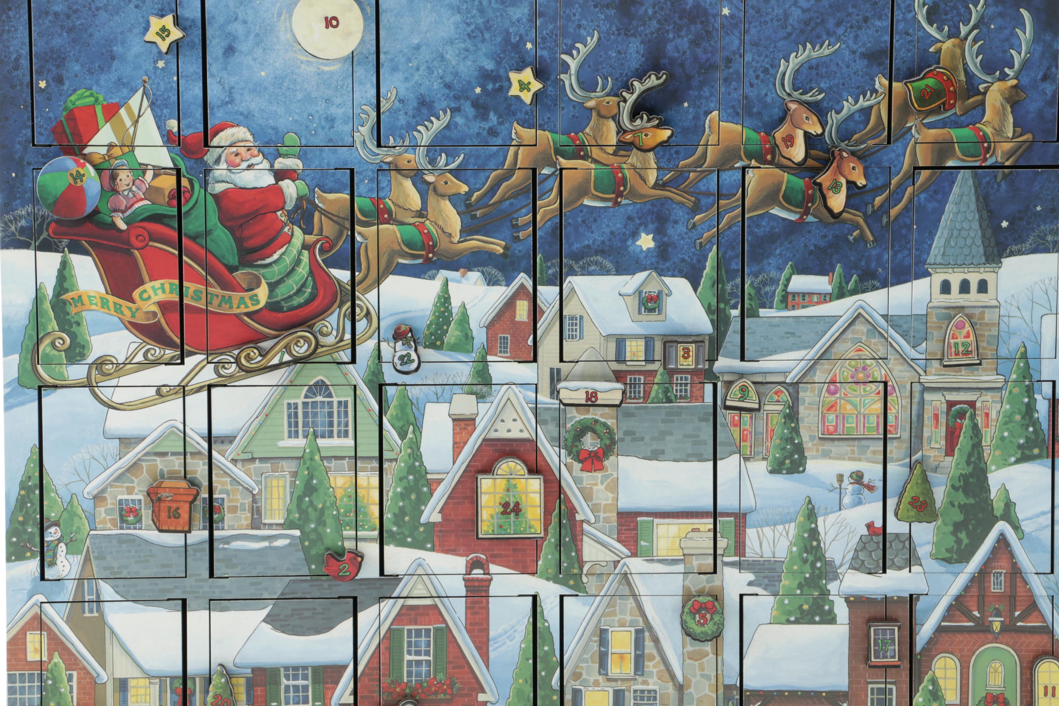 Santa Claus Wooden Advent Calendar Box