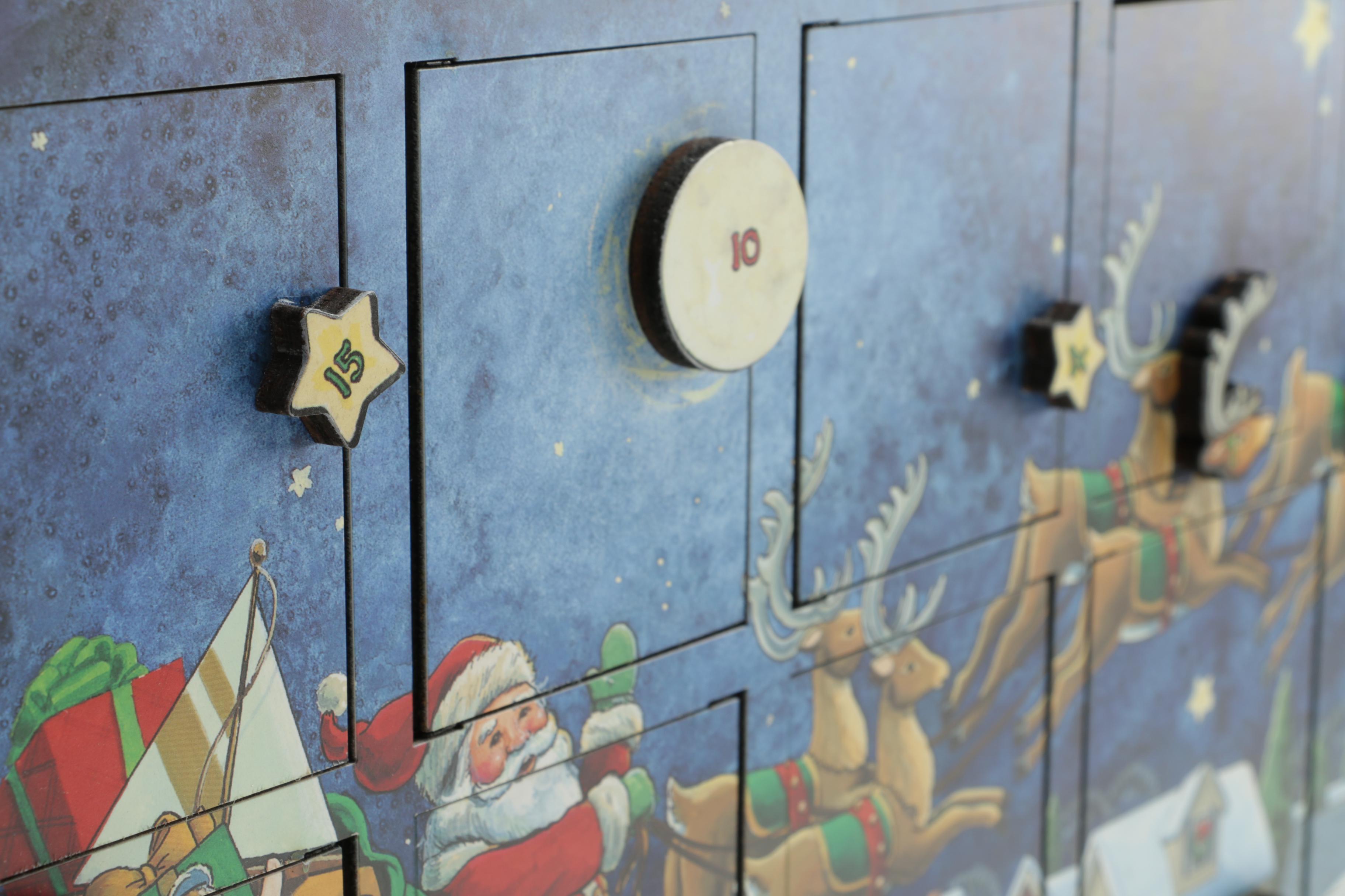 Santa Claus Wooden Advent Calendar Box