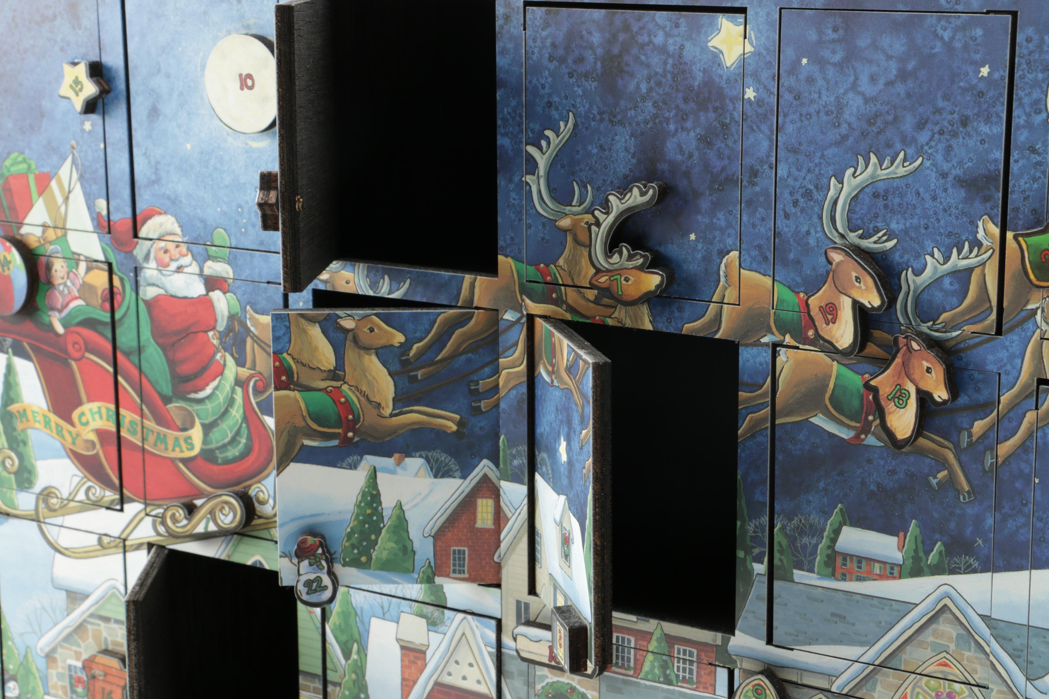 Santa Claus Wooden Advent Calendar Box