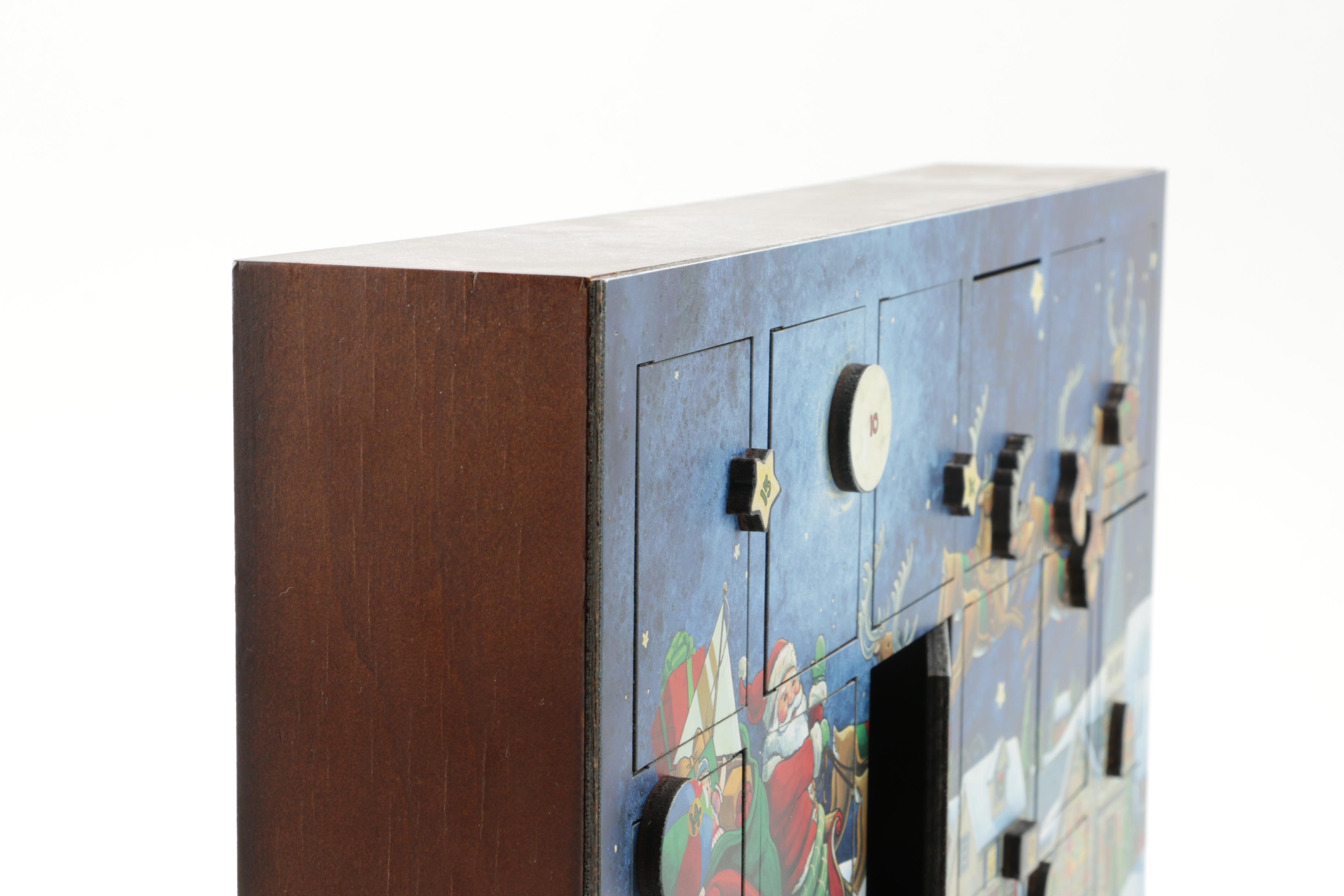 Santa Claus Wooden Advent Calendar Box