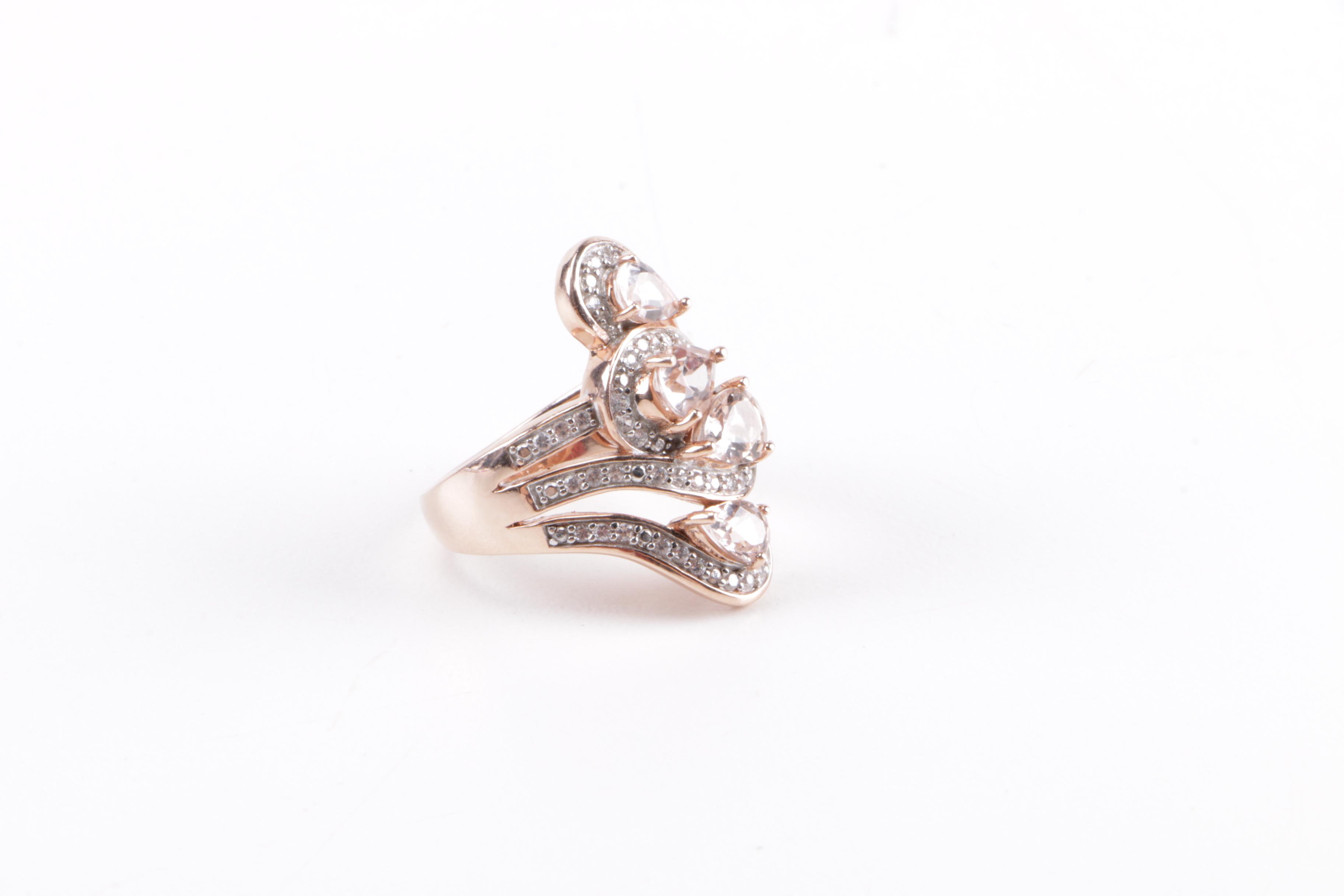 Sterling Silver Diamond and Morganite Rings