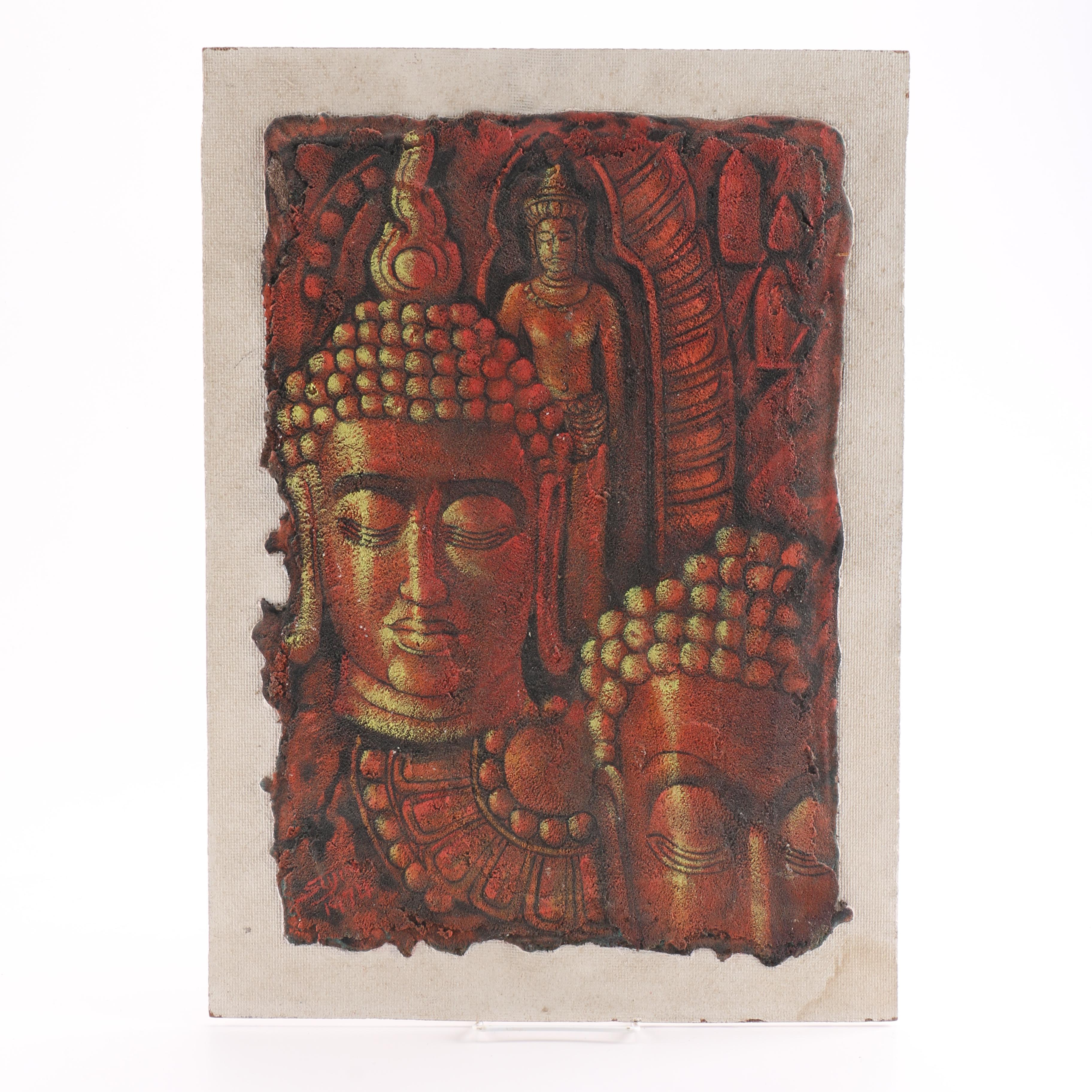 Oil Pastel Drawing of Buddha Statue