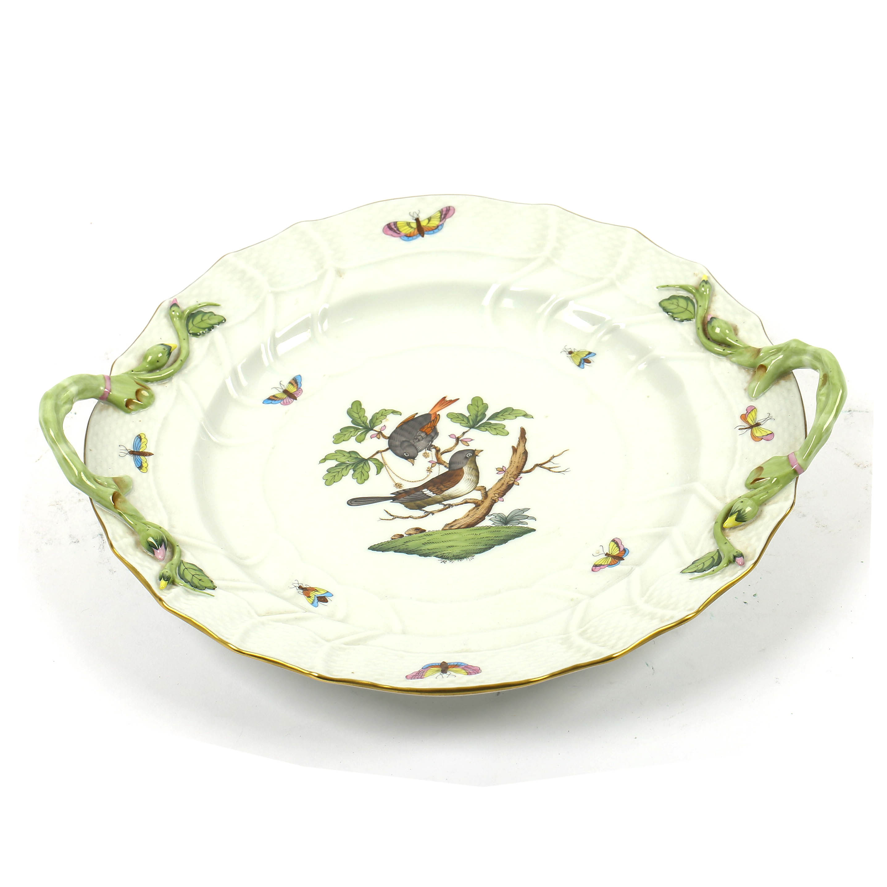 Herend  Hungary "Rothschild Bird" Handled Platter