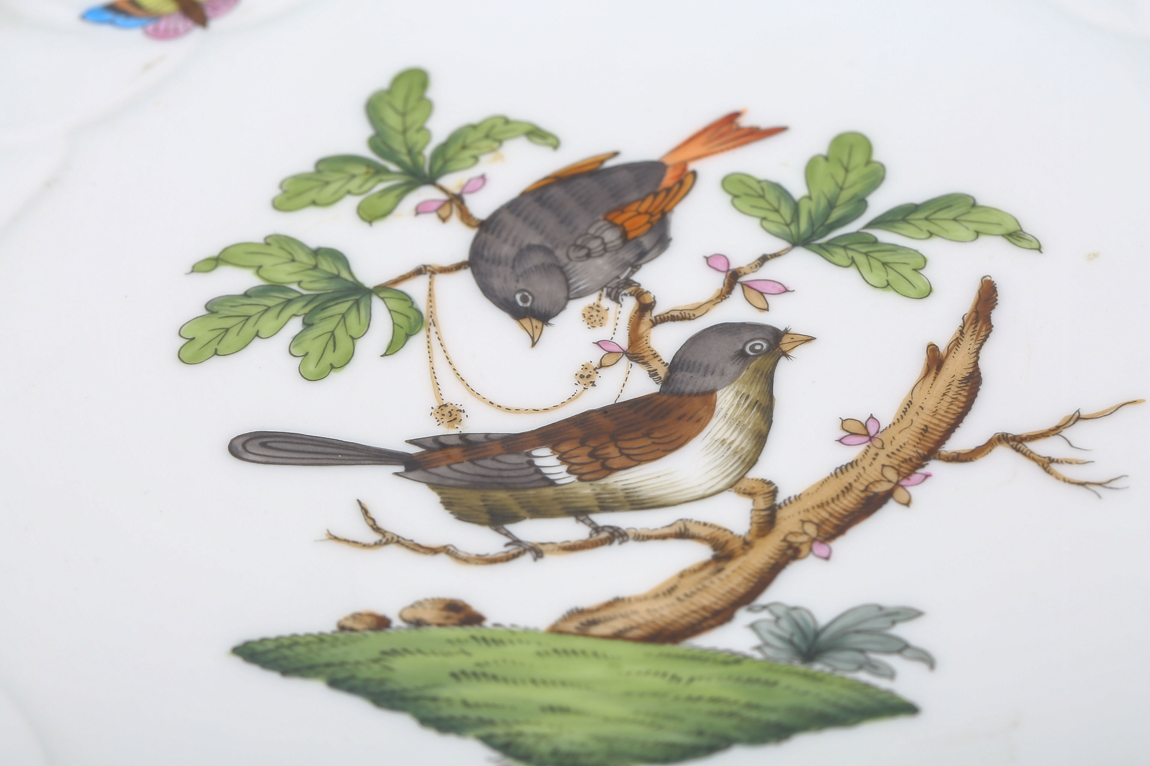 Herend  Hungary "Rothschild Bird" Handled Platter