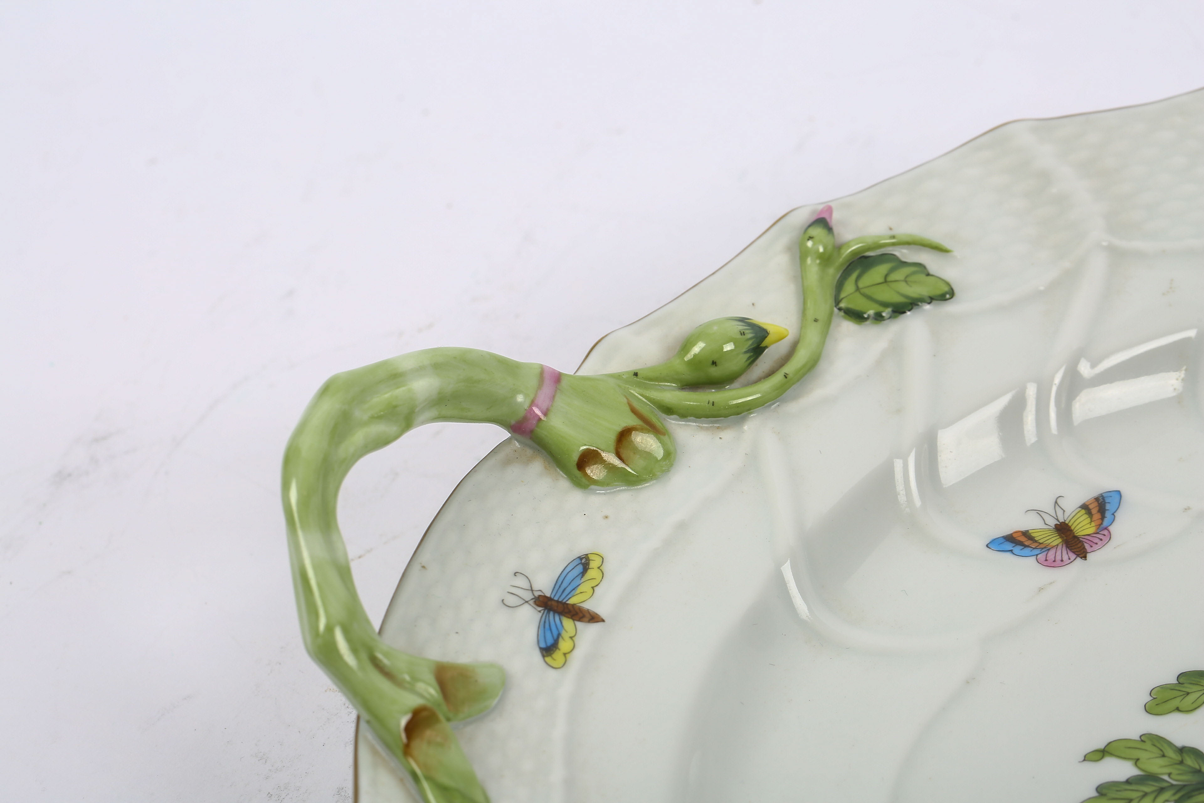 Herend  Hungary "Rothschild Bird" Handled Platter