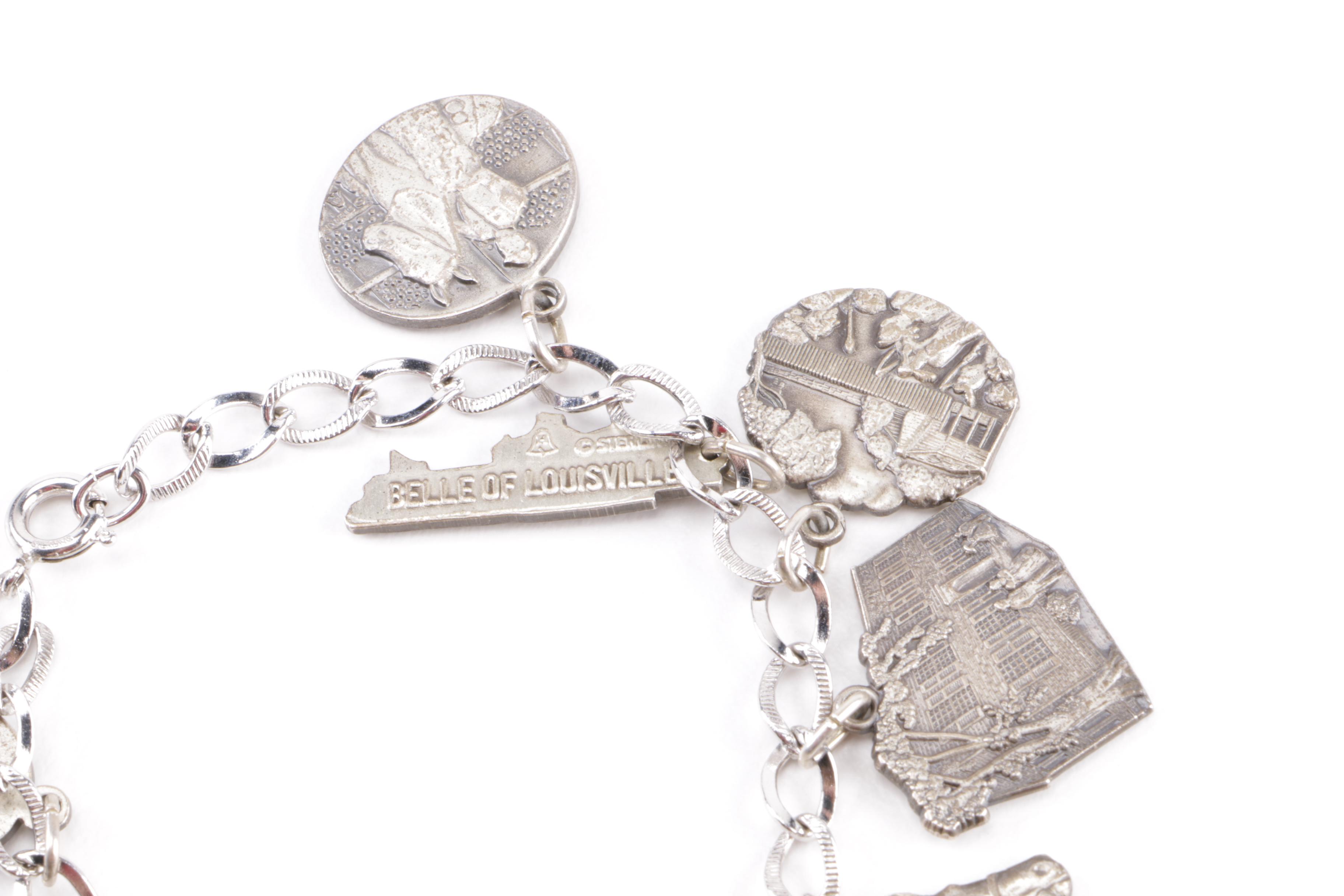 Kentucky Themed Sterling Silver Charm Bracelet