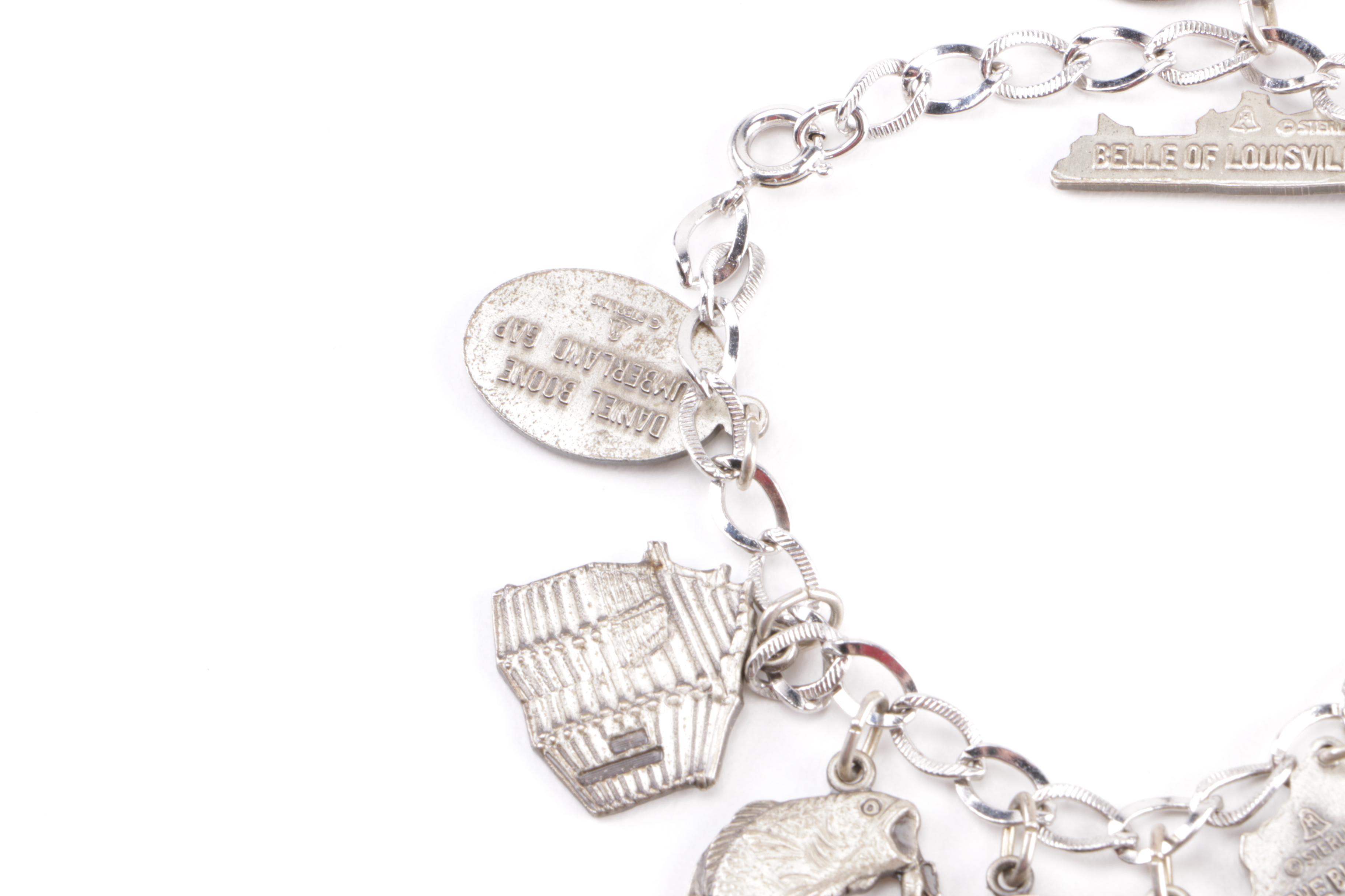 Kentucky Themed Sterling Silver Charm Bracelet