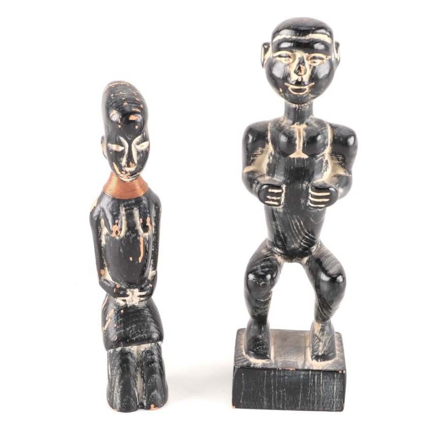 Two Artisan Carved Wooden Figures