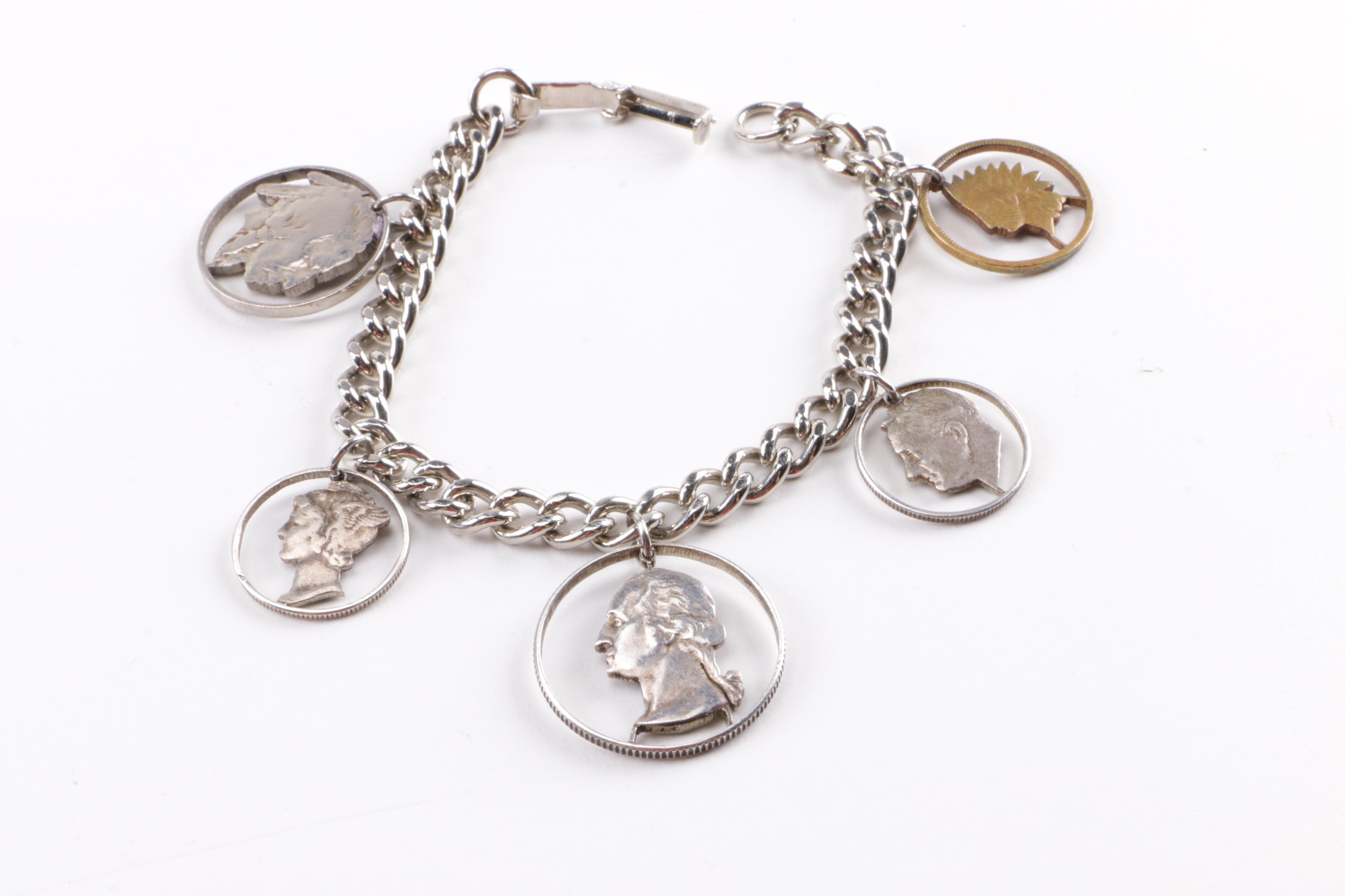 900 and 800 Silver Jewelry Including Coin Jewelry