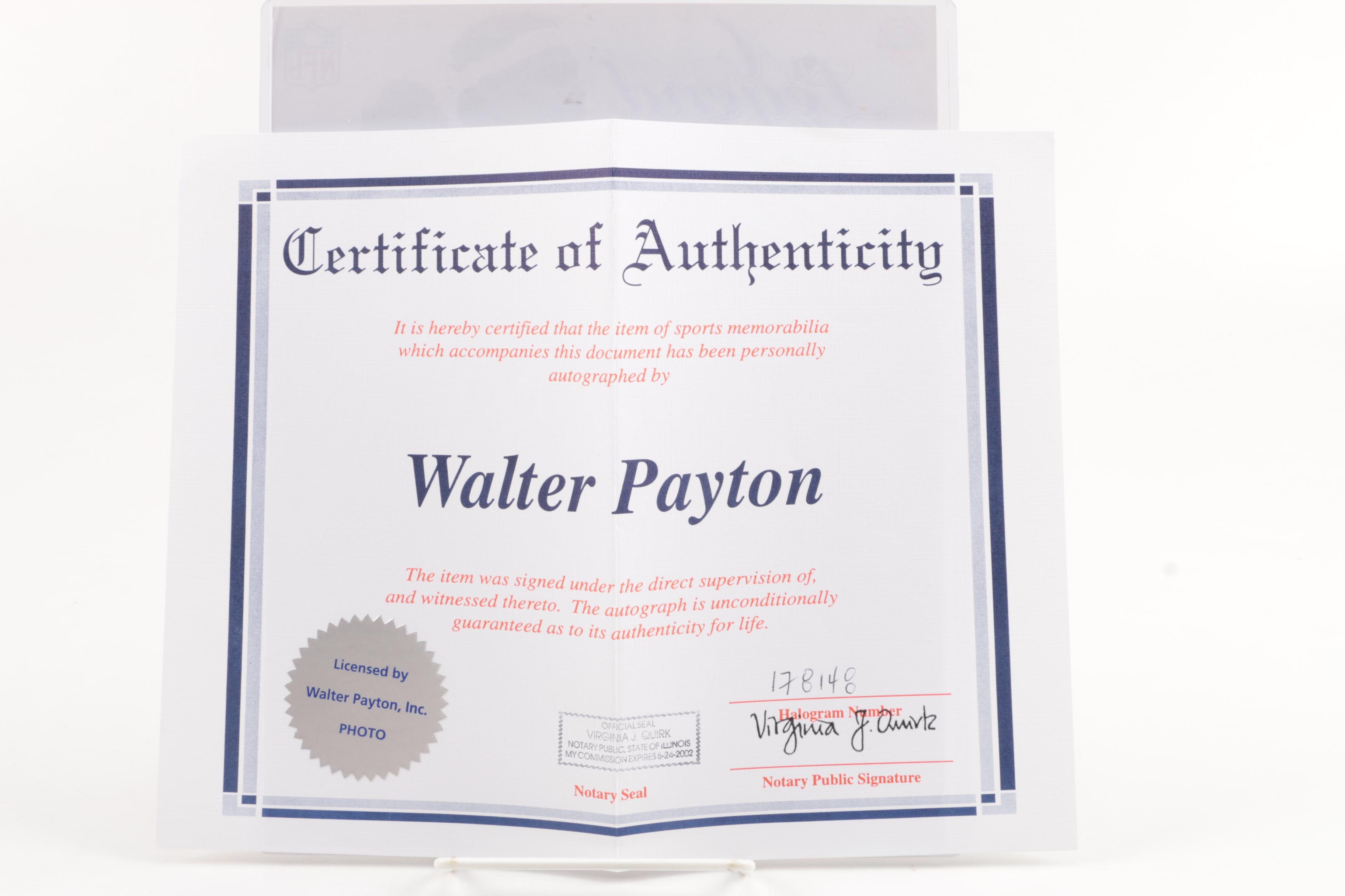 Walter Payton Autographed Commemorative Print