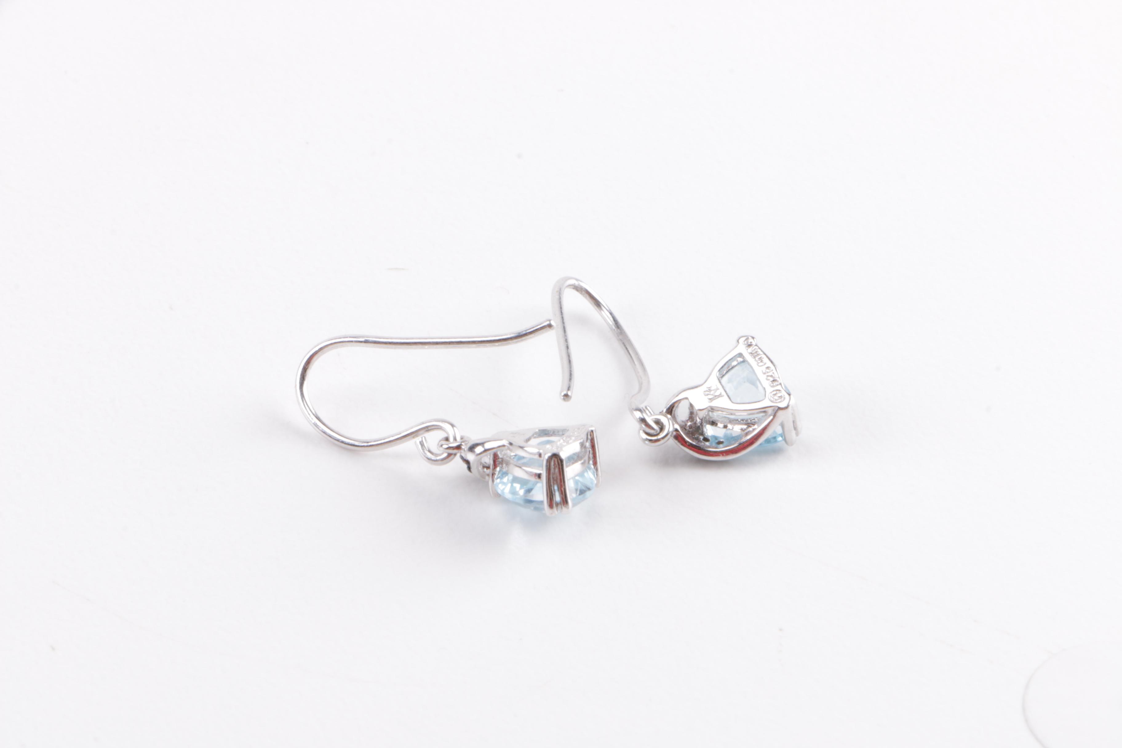 Sterling Silver and Diamond Jewelry Including Blue Topaz Demi Parure