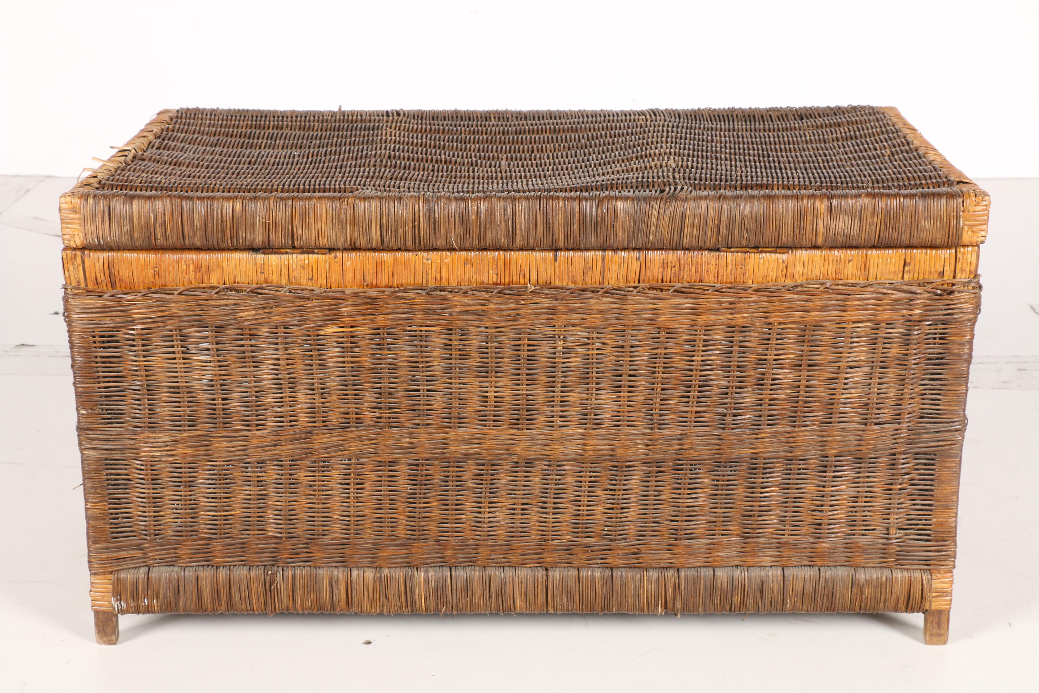 Asian Style Wicker Storage Chest