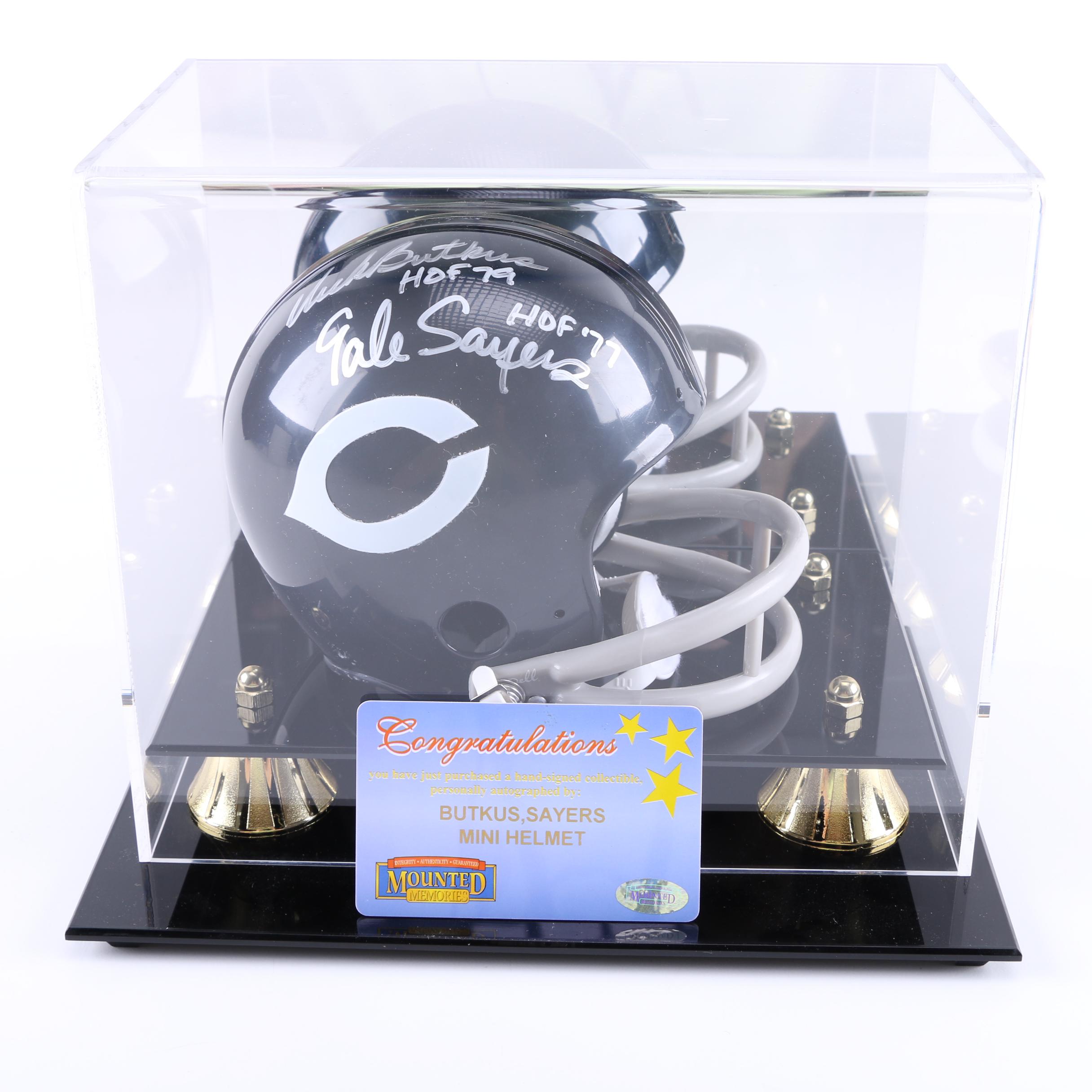 Dick Butkus and Gale Sayers Signed Mini Helmet