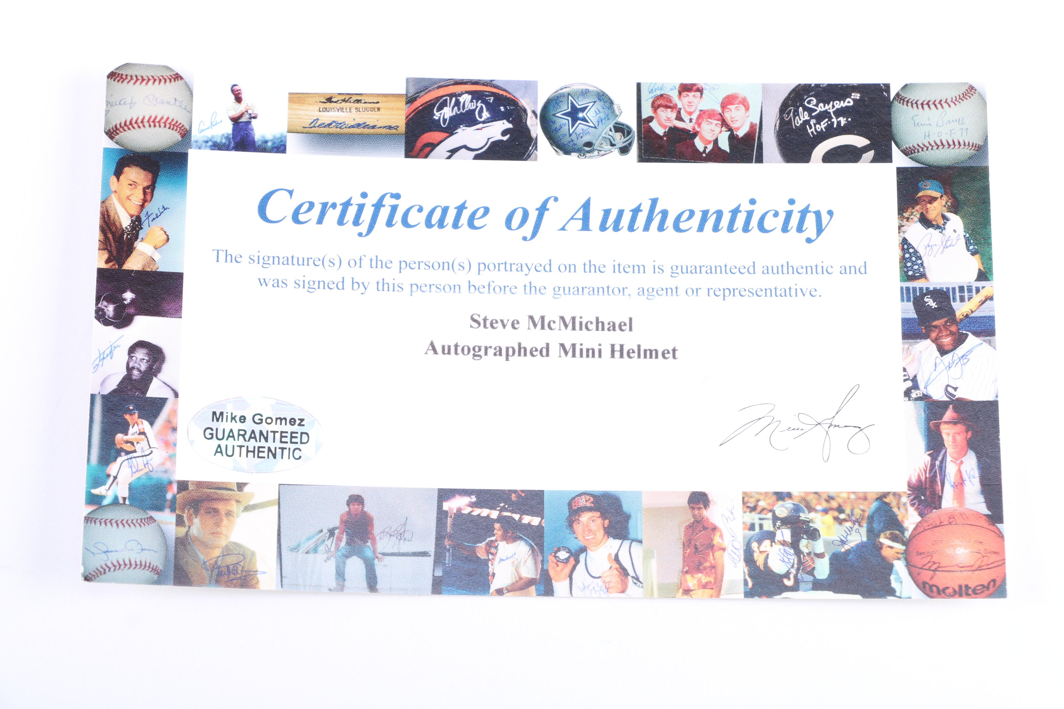 Steve McMichael Signed Mini Helmet