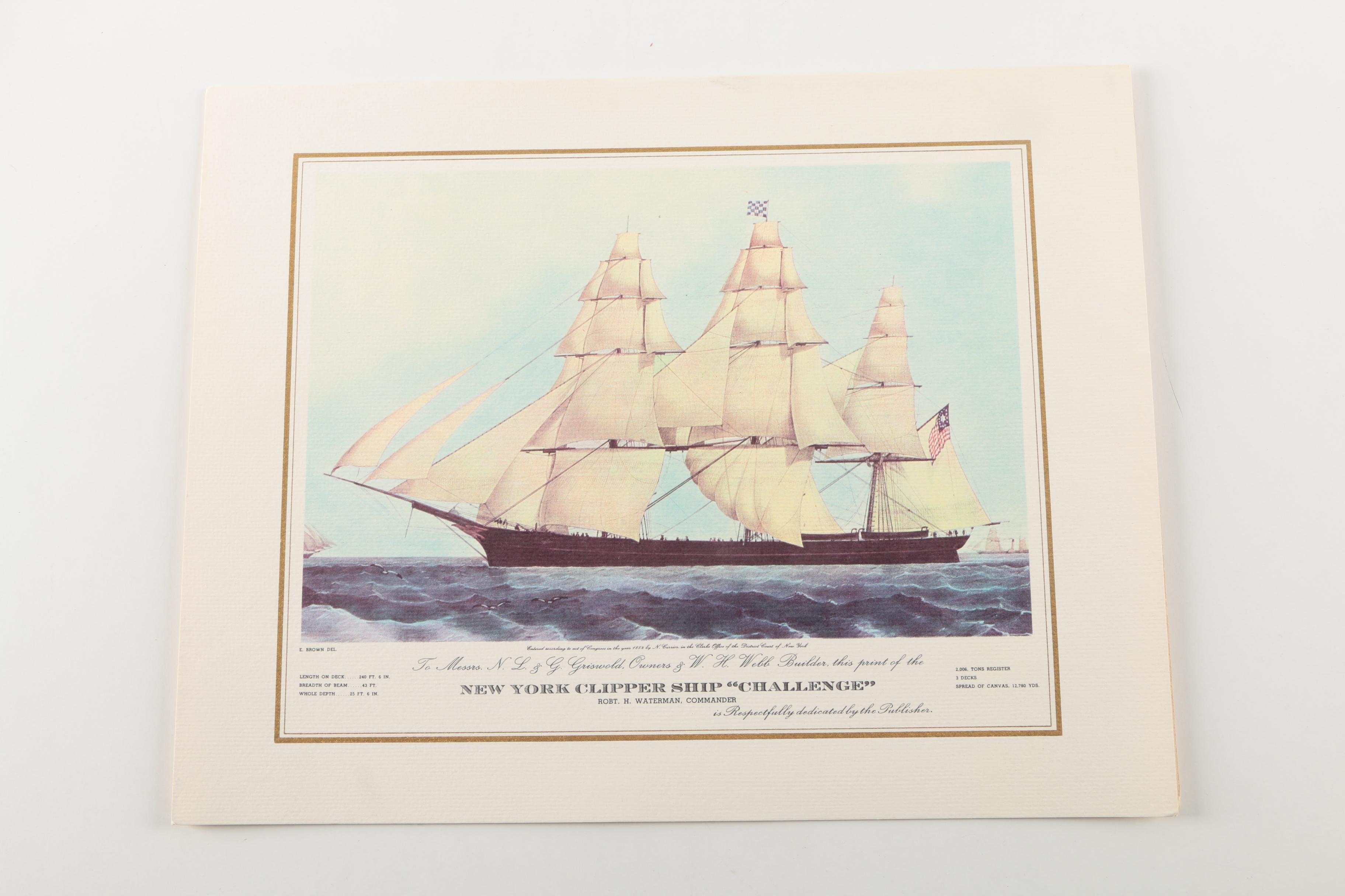 Offset Lithographs After Currier & Ives Clipper Ships