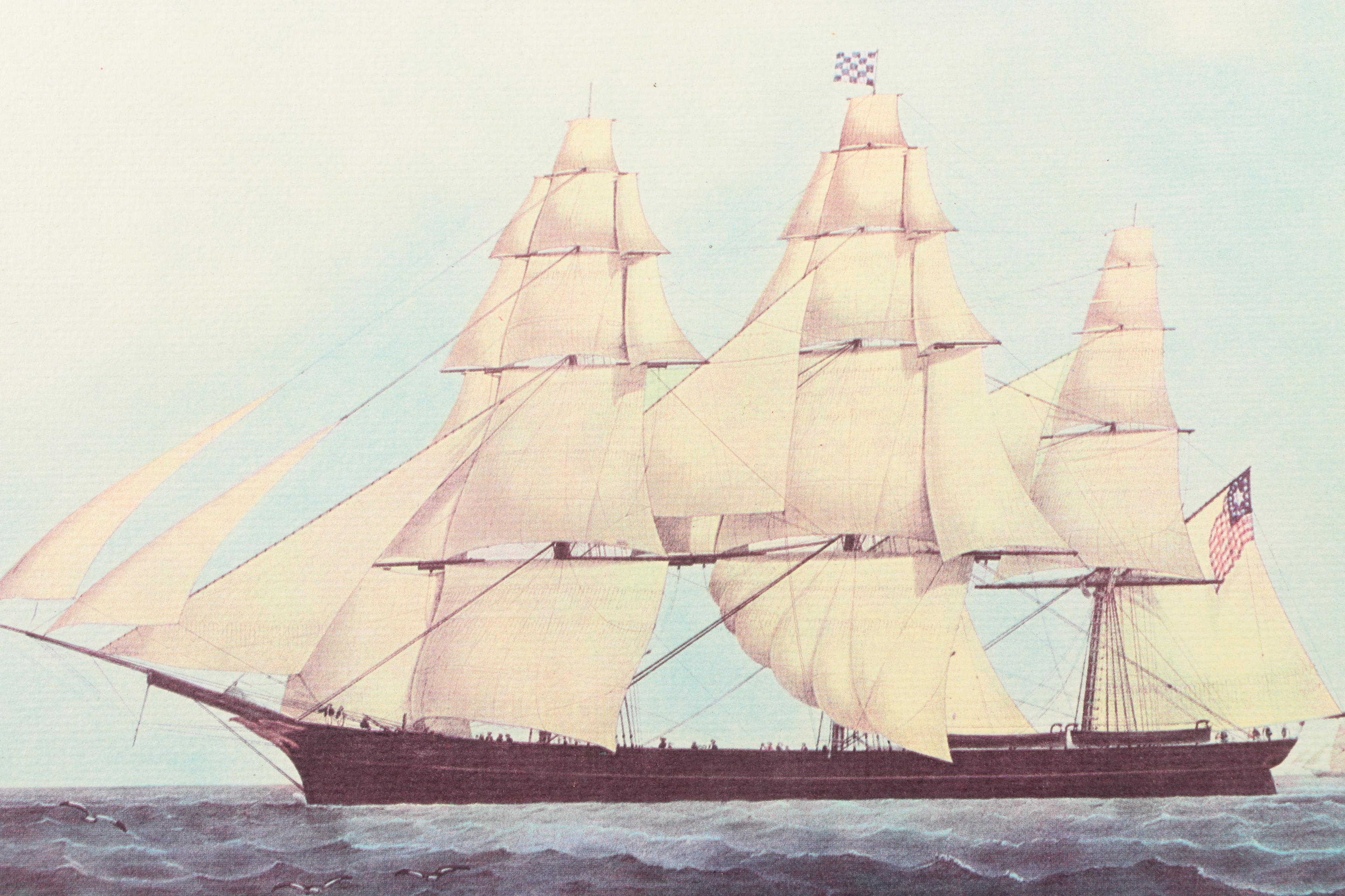 Offset Lithographs After Currier & Ives Clipper Ships
