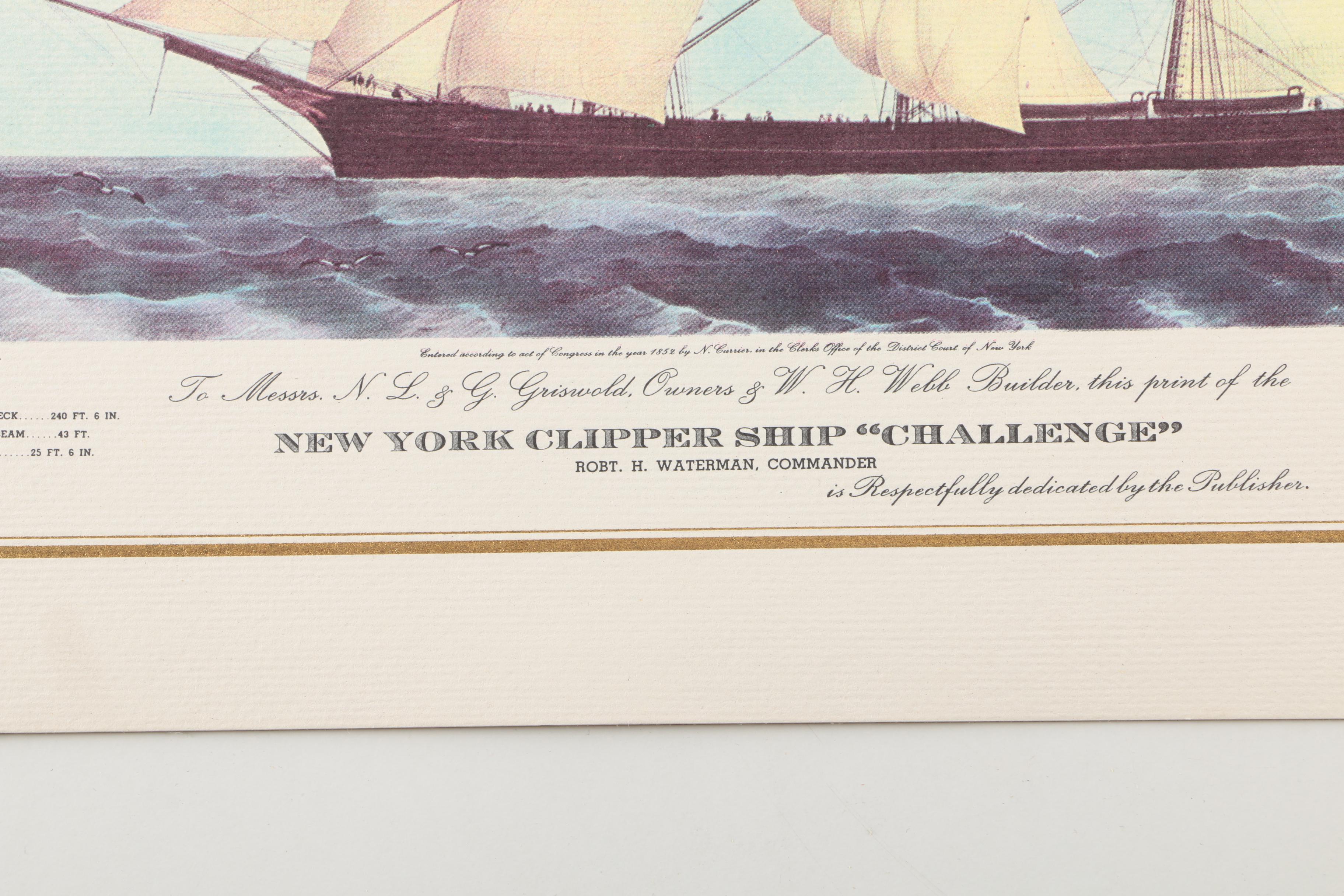 Offset Lithographs After Currier & Ives Clipper Ships