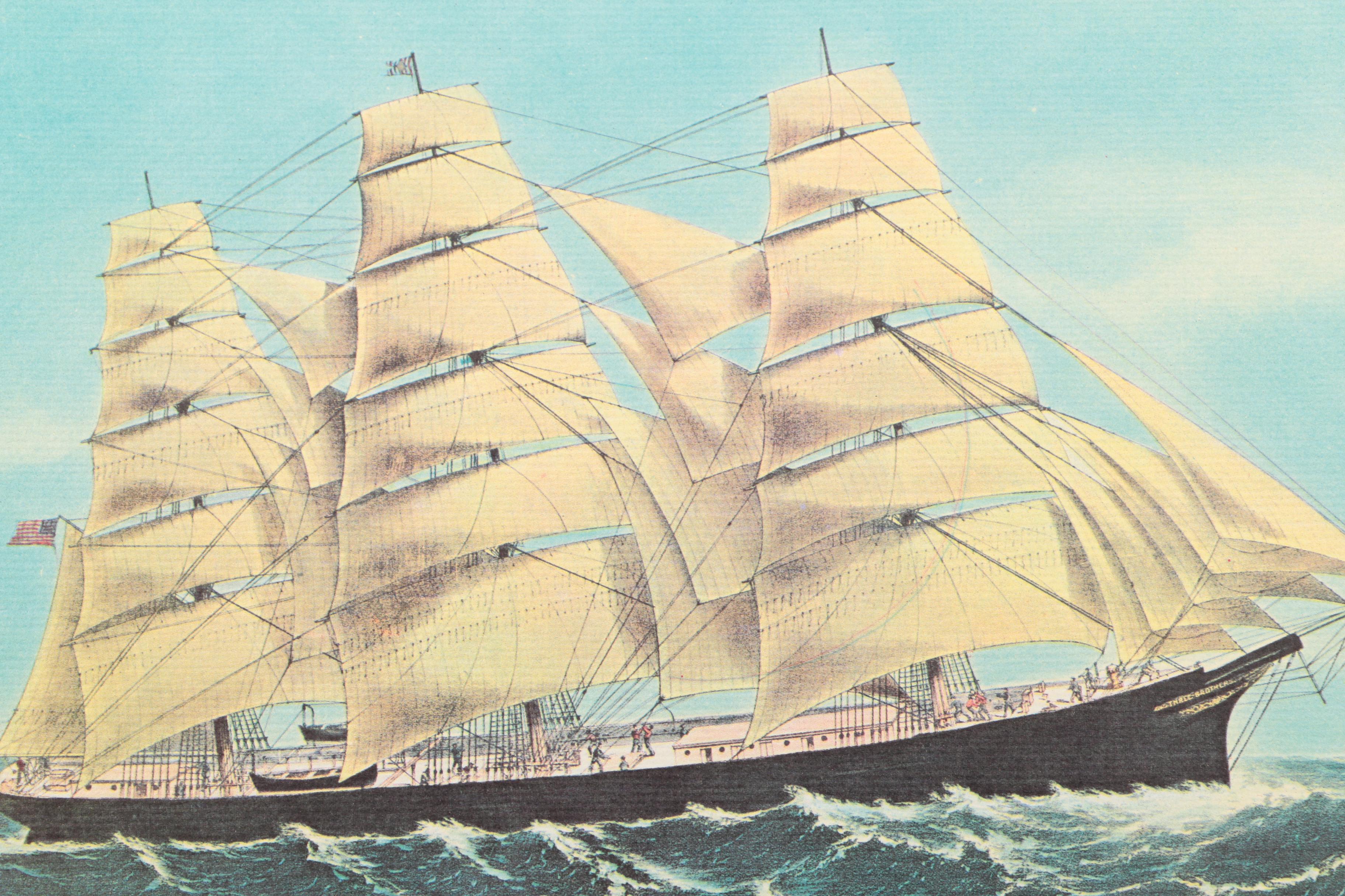 Offset Lithographs After Currier & Ives Clipper Ships