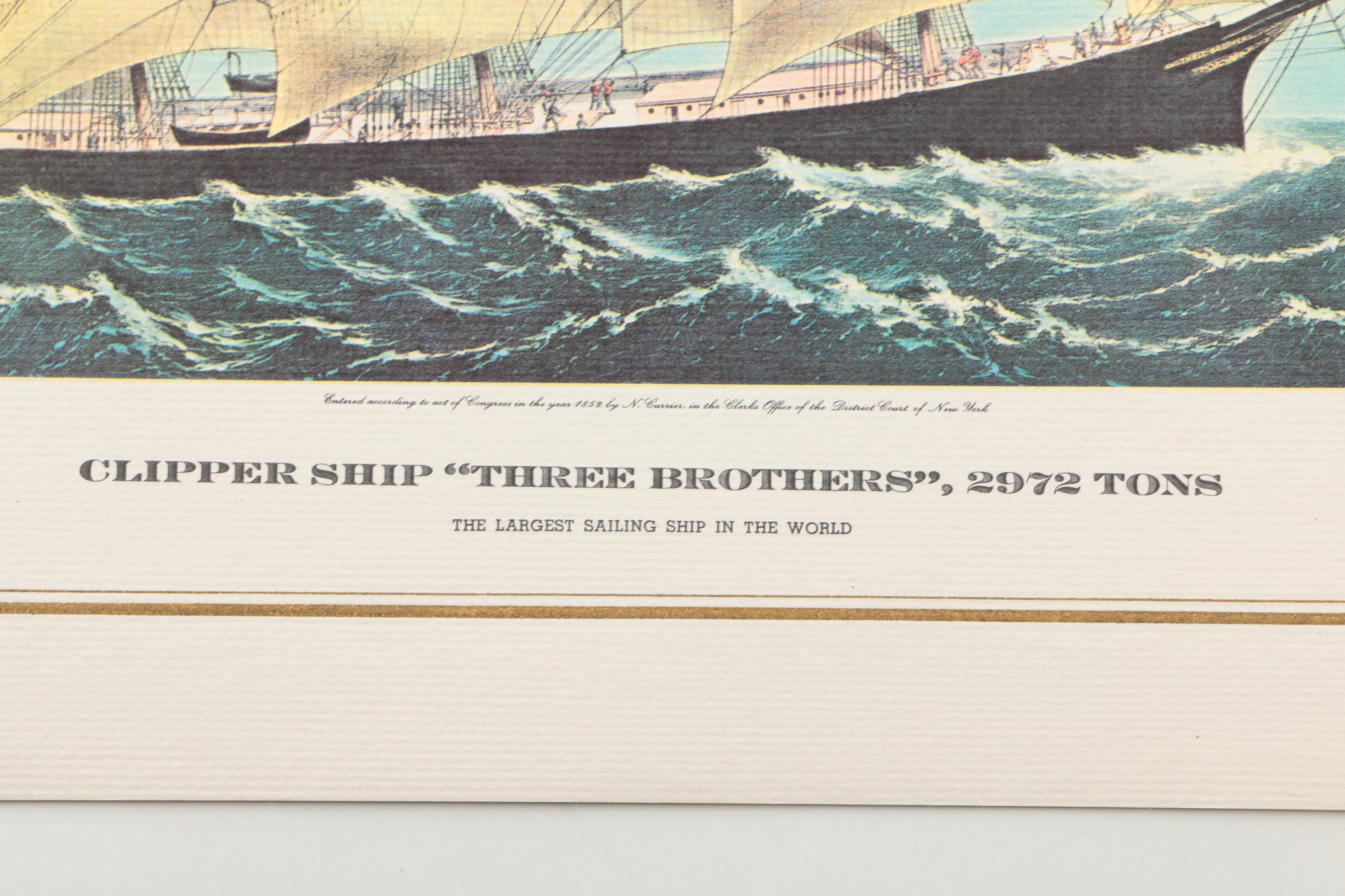 Offset Lithographs After Currier & Ives Clipper Ships