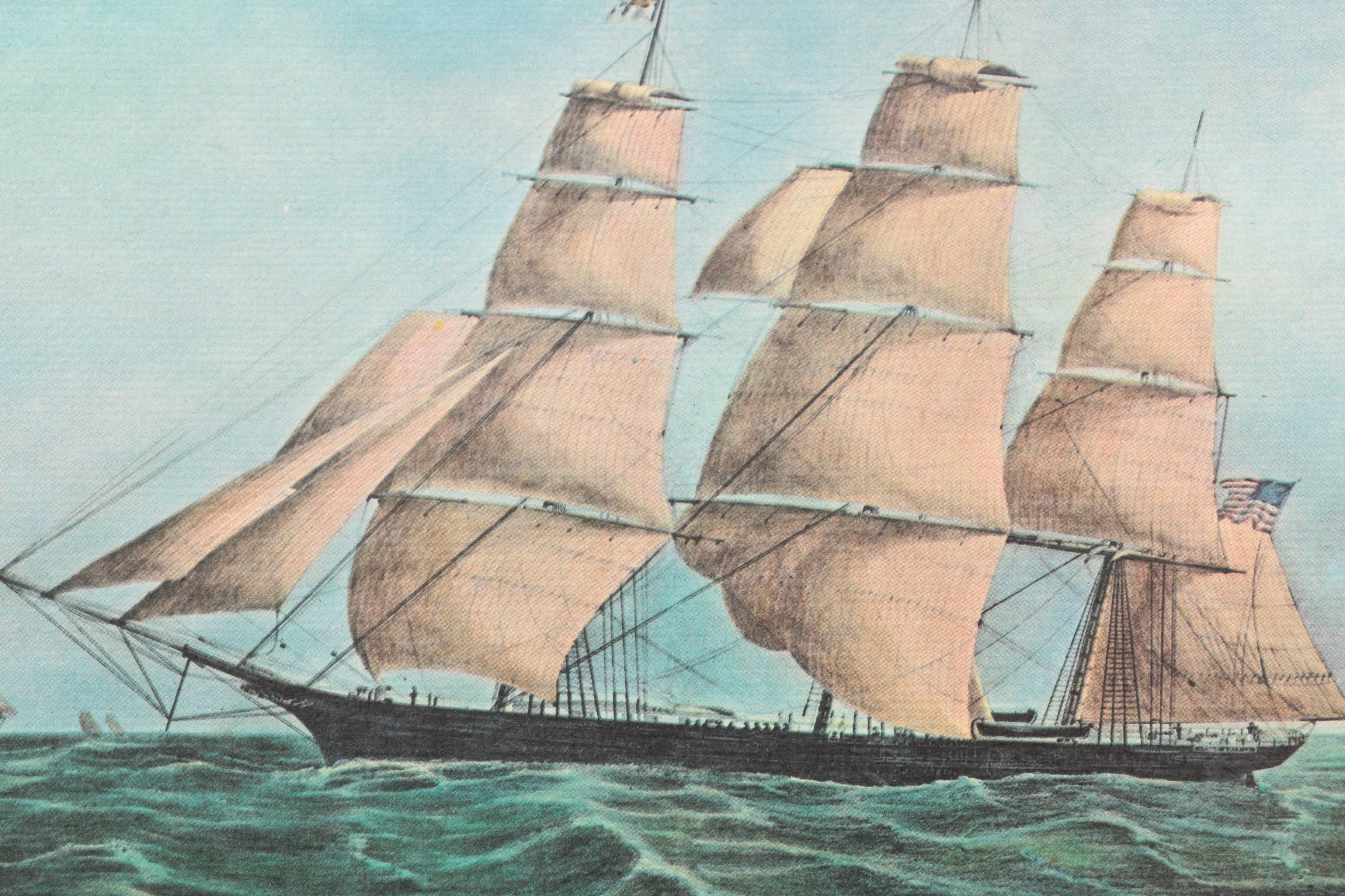Offset Lithographs After Currier & Ives Clipper Ships