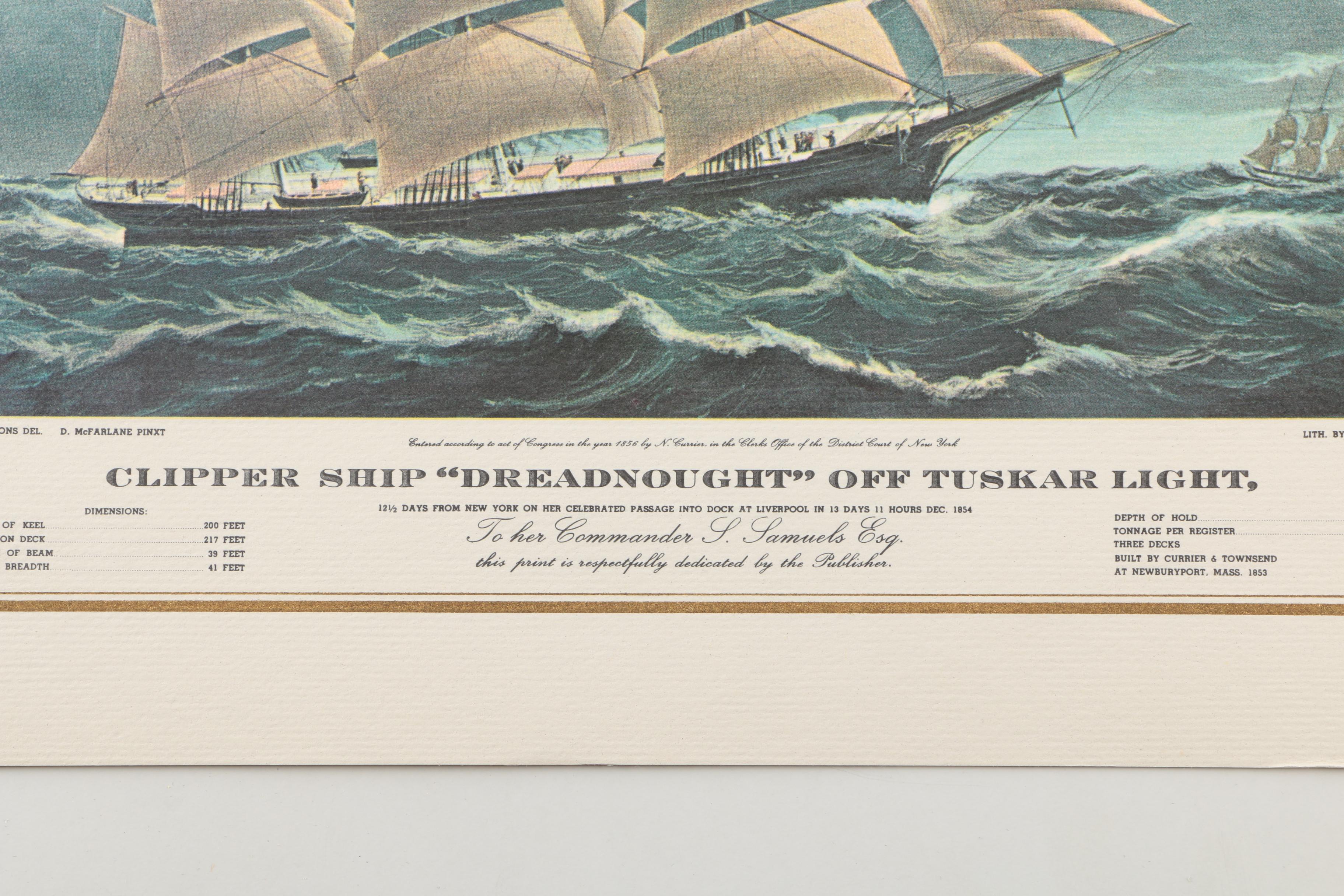 Offset Lithographs After Currier & Ives Clipper Ships