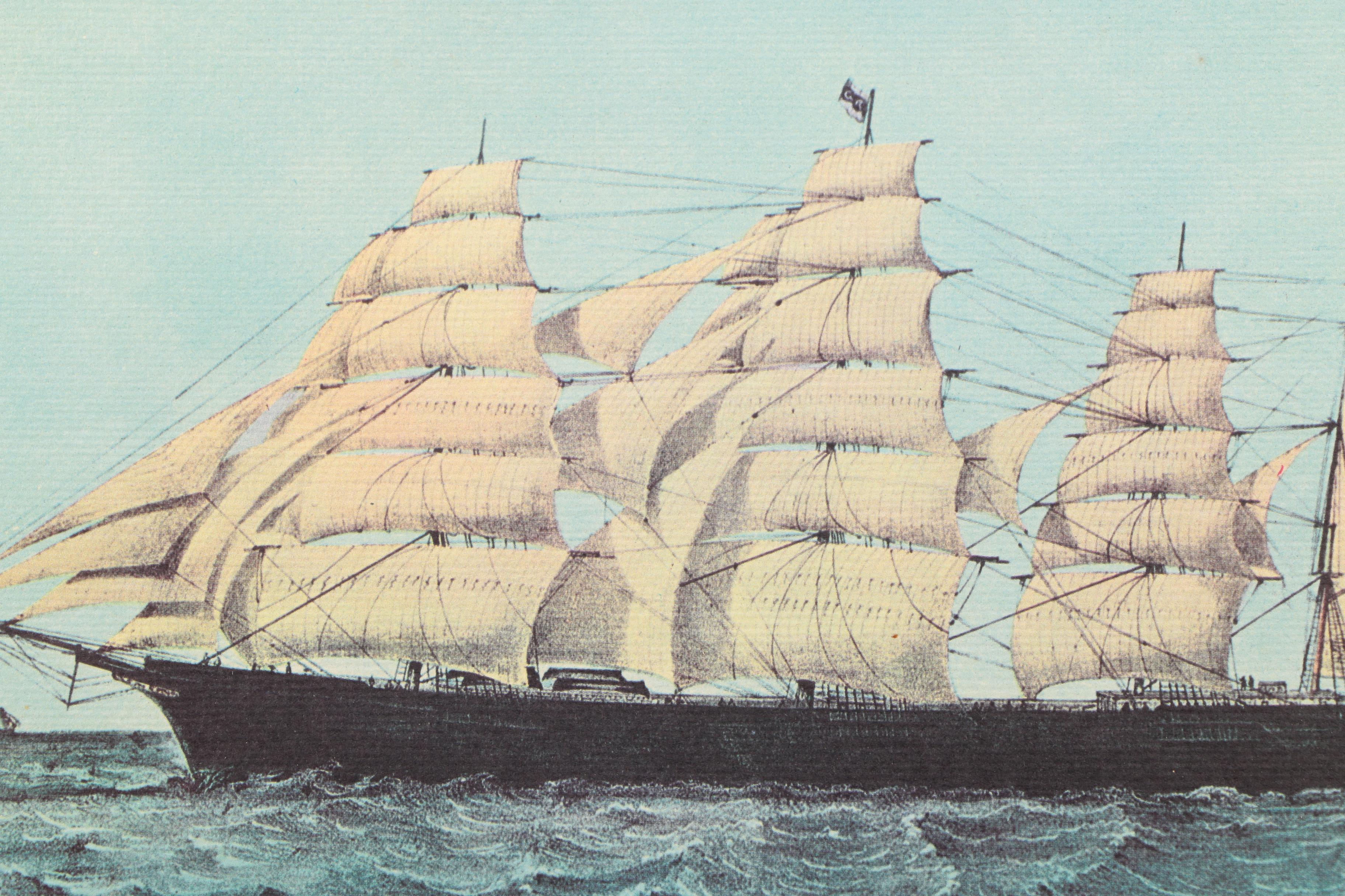 Offset Lithographs After Currier & Ives Clipper Ships