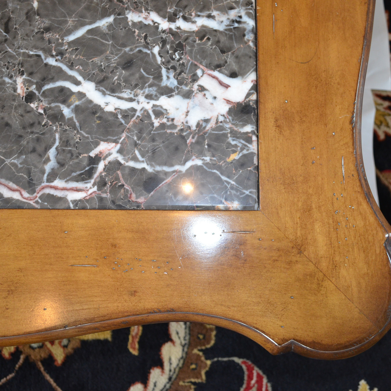 Louis XV Style Marble Top Coffee Table