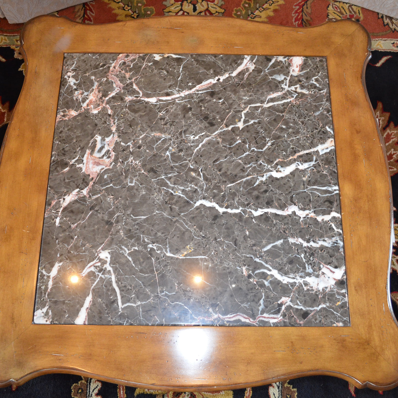 Louis XV Style Marble Top Coffee Table