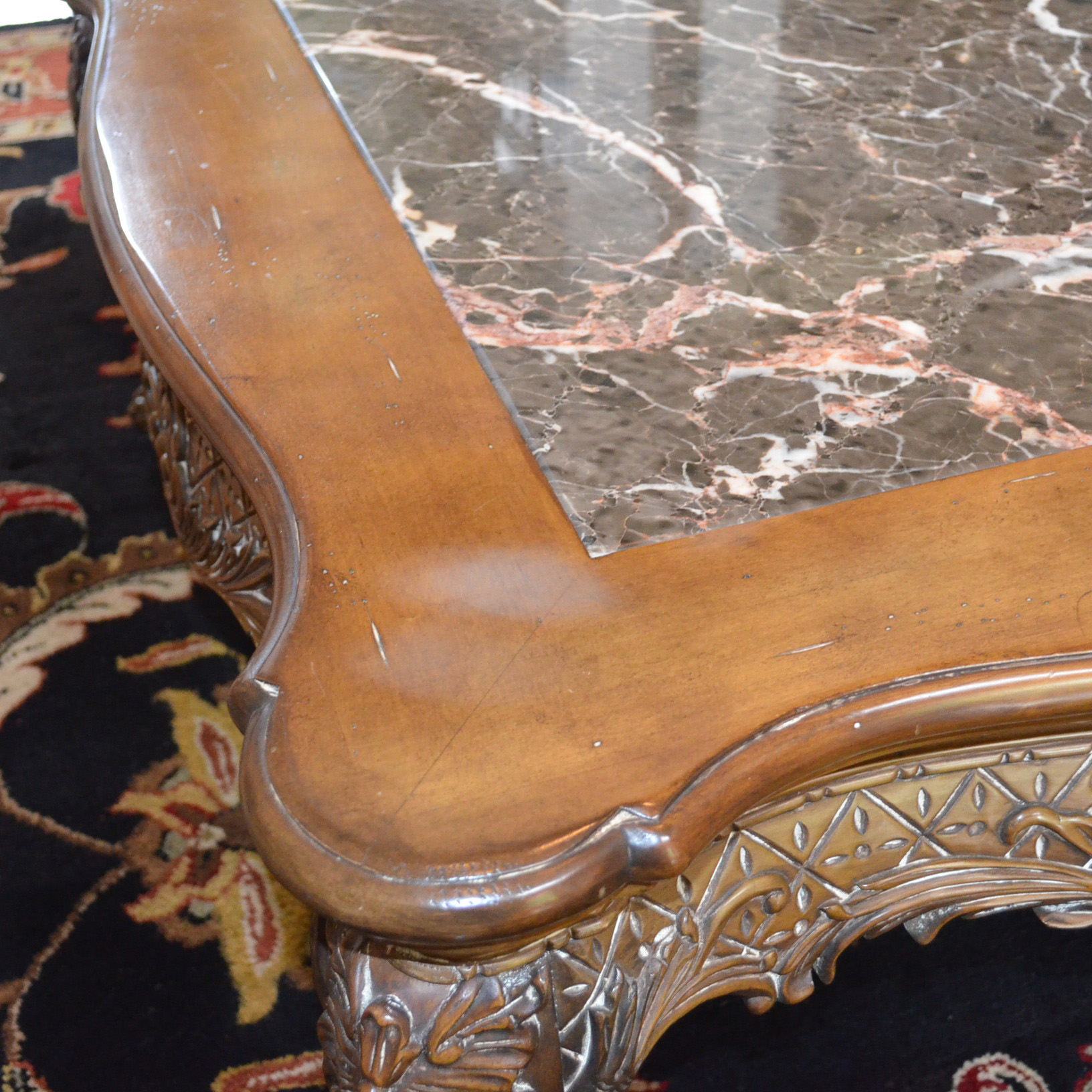 Louis XV Style Marble Top Coffee Table