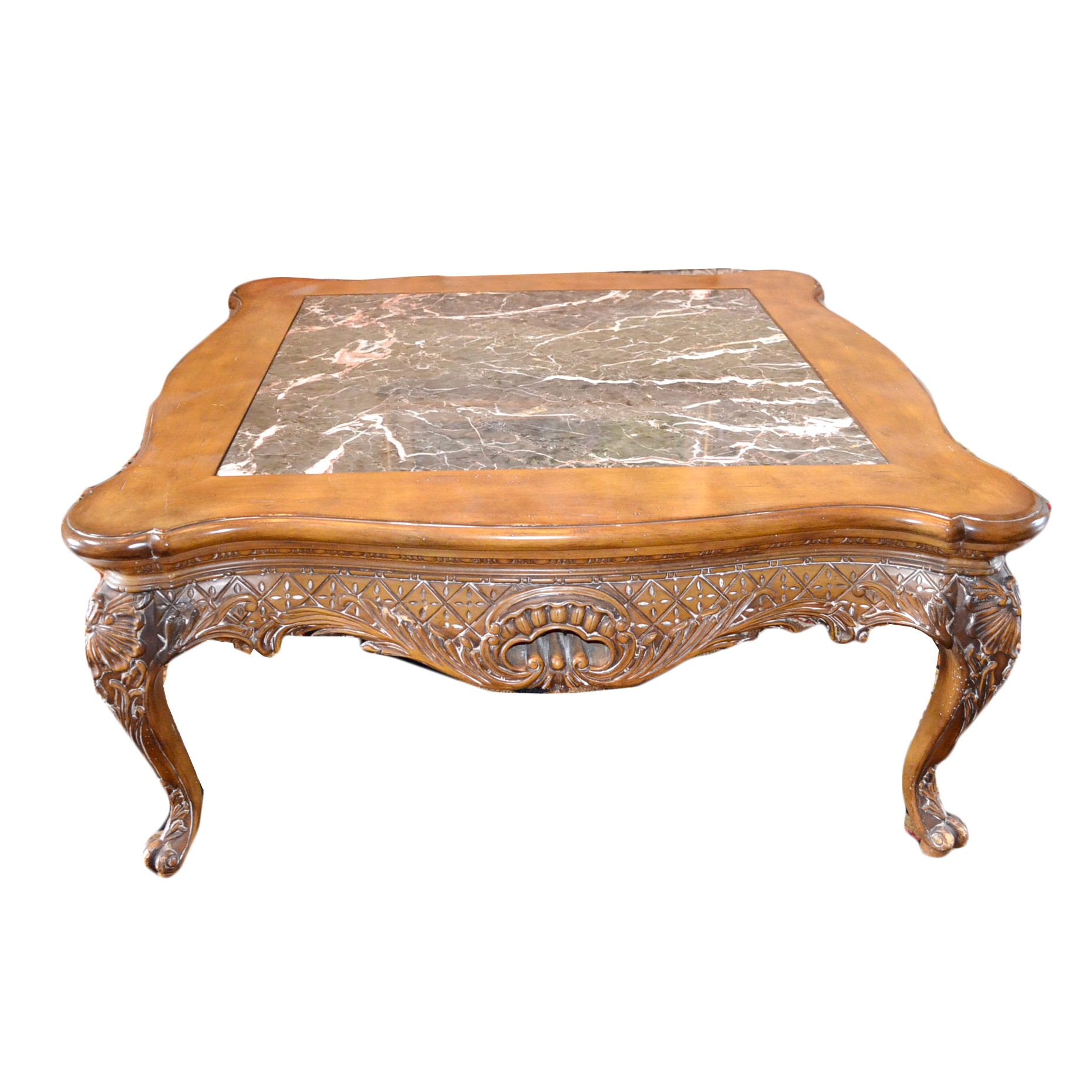 Louis XV Style Marble Top Coffee Table