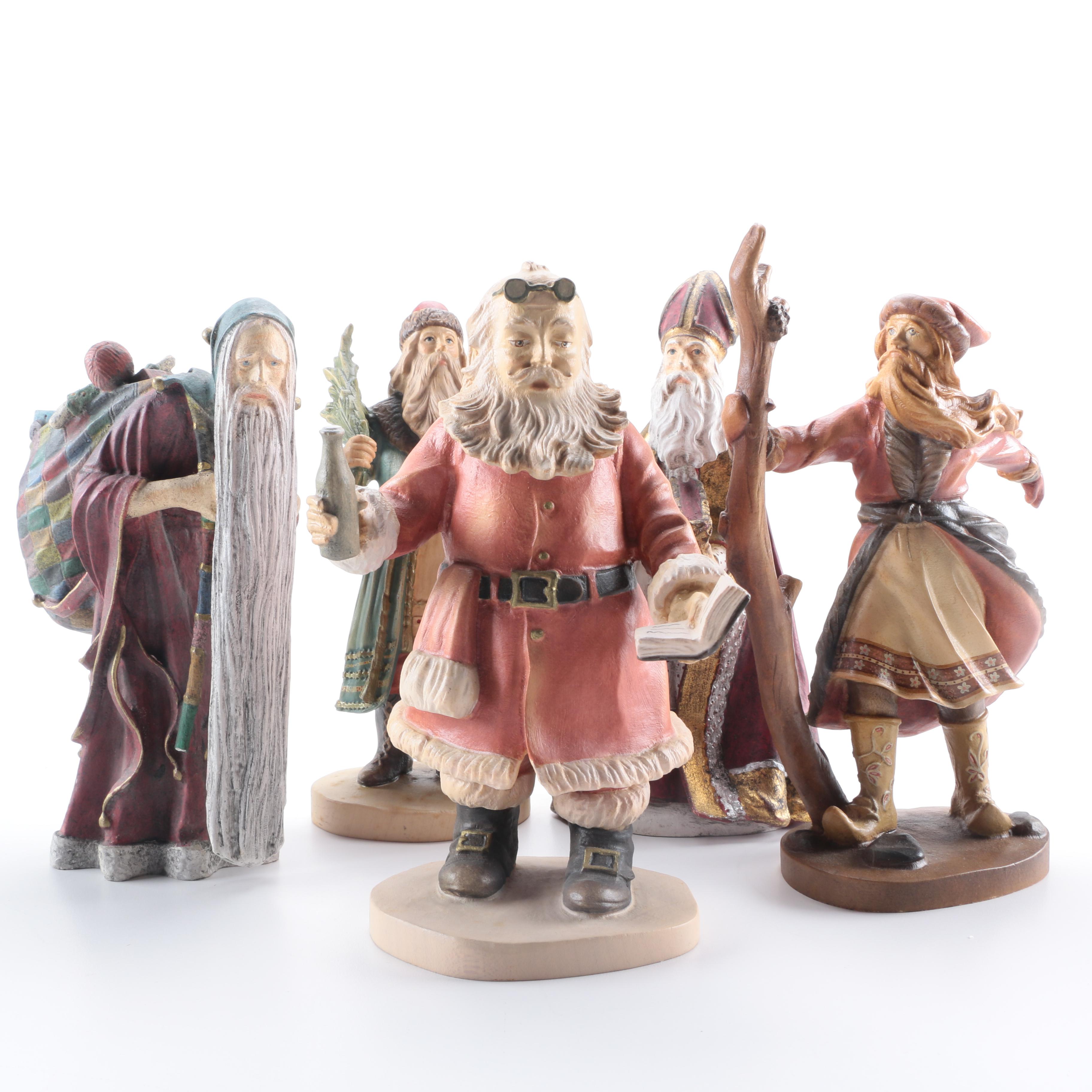 Dolfi Italian Hand-Carved Limited Edition "History of Santa" Wooden Figurines