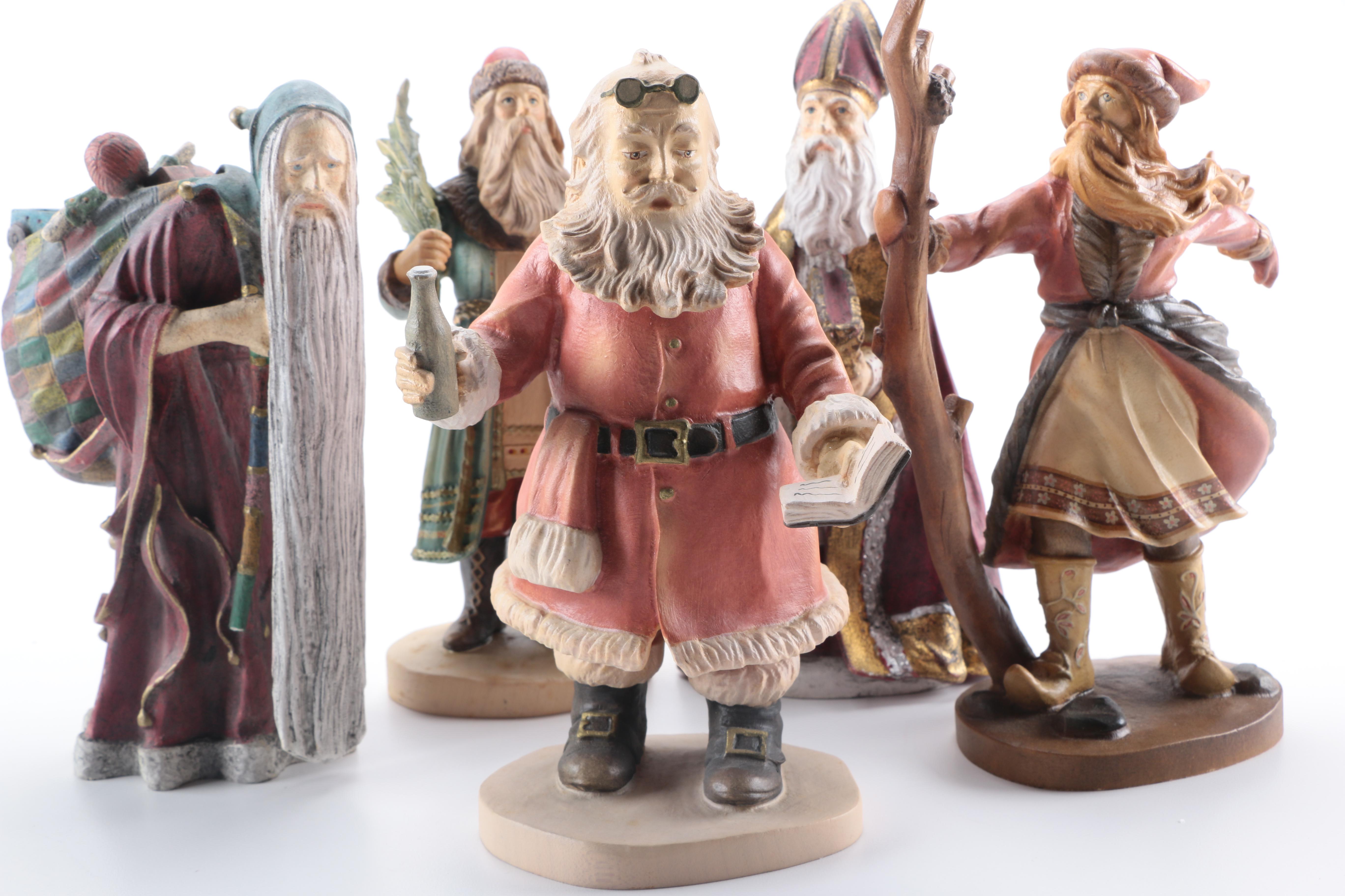 Dolfi Italian Hand-Carved Limited Edition "History of Santa" Wooden Figurines