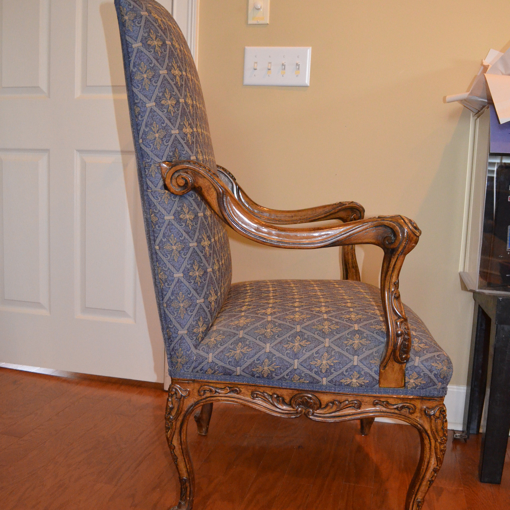 Louis XV Style Upholstered Arm Chair
