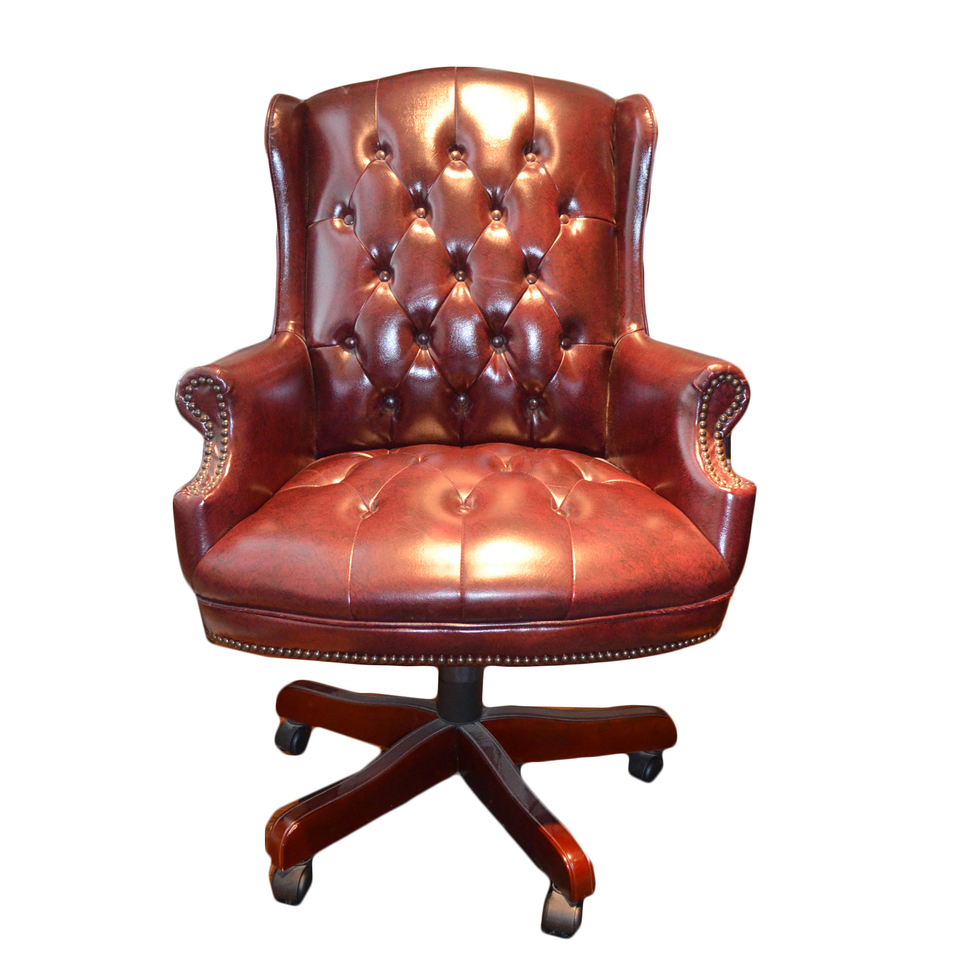Vintage Red Leather Office Chair