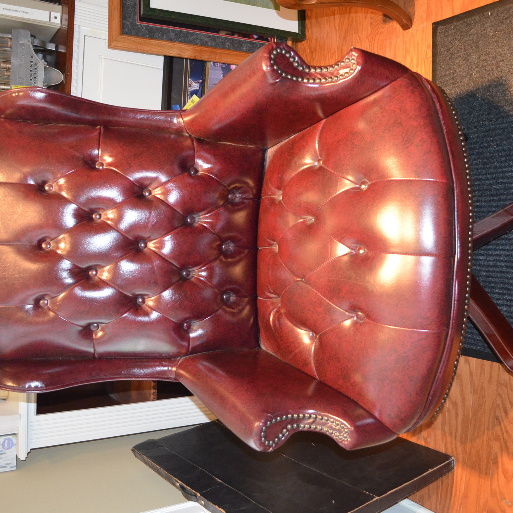 Vintage Red Leather Office Chair