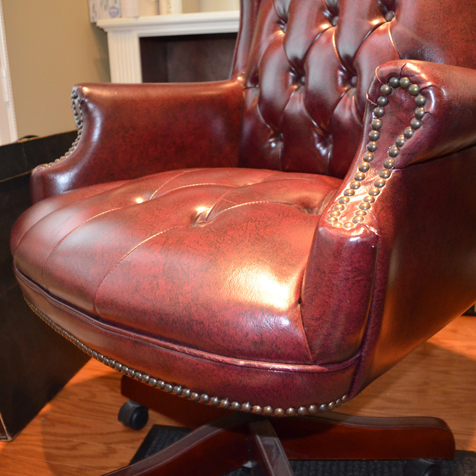 Vintage Red Leather Office Chair