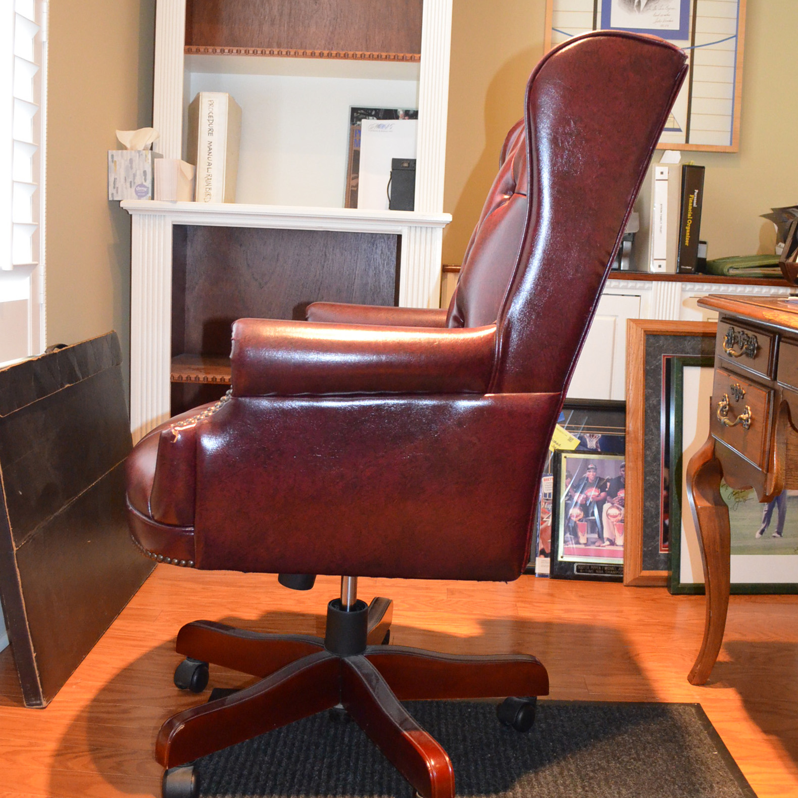 Vintage Red Leather Office Chair