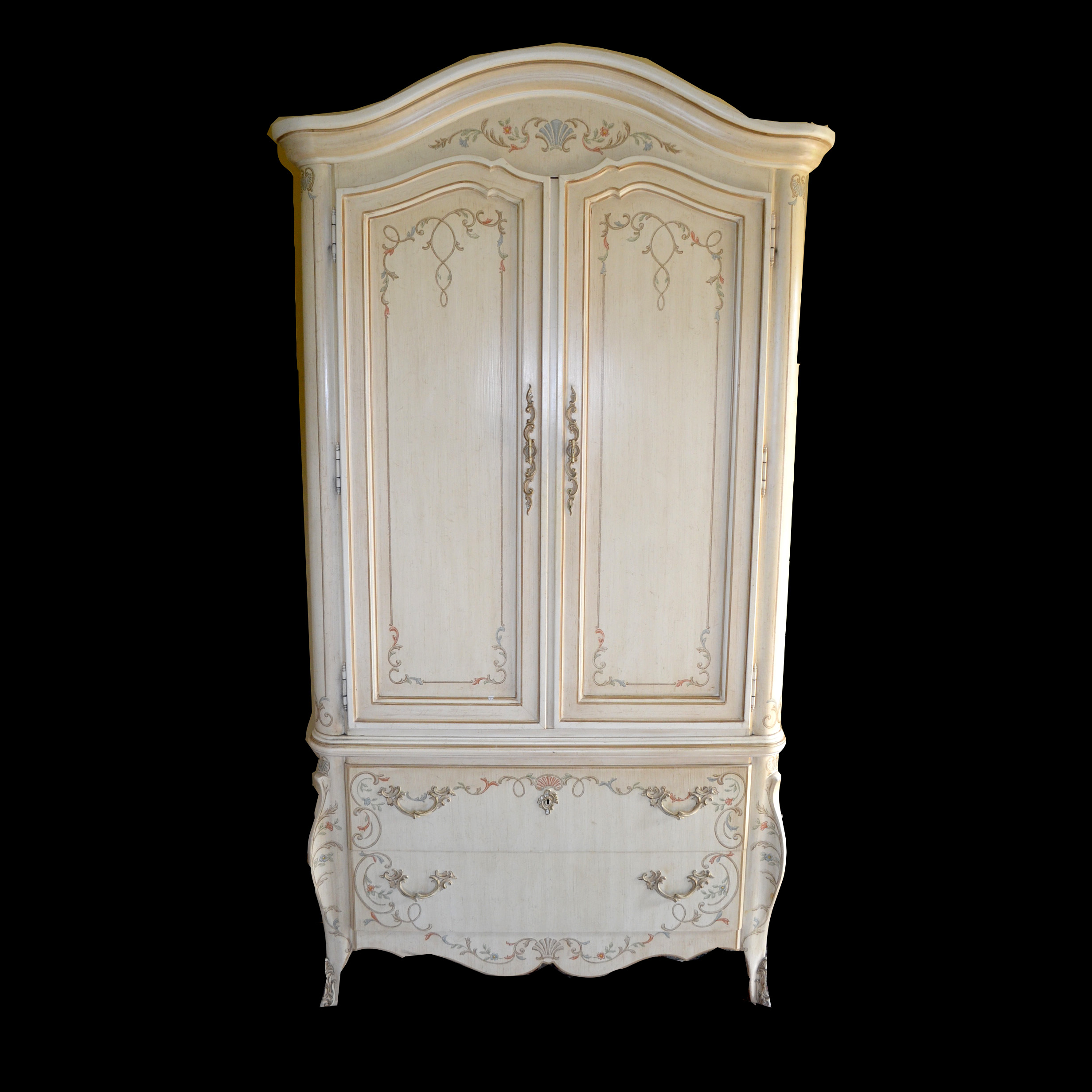 Vintage Louis XV Style Painted Armoire