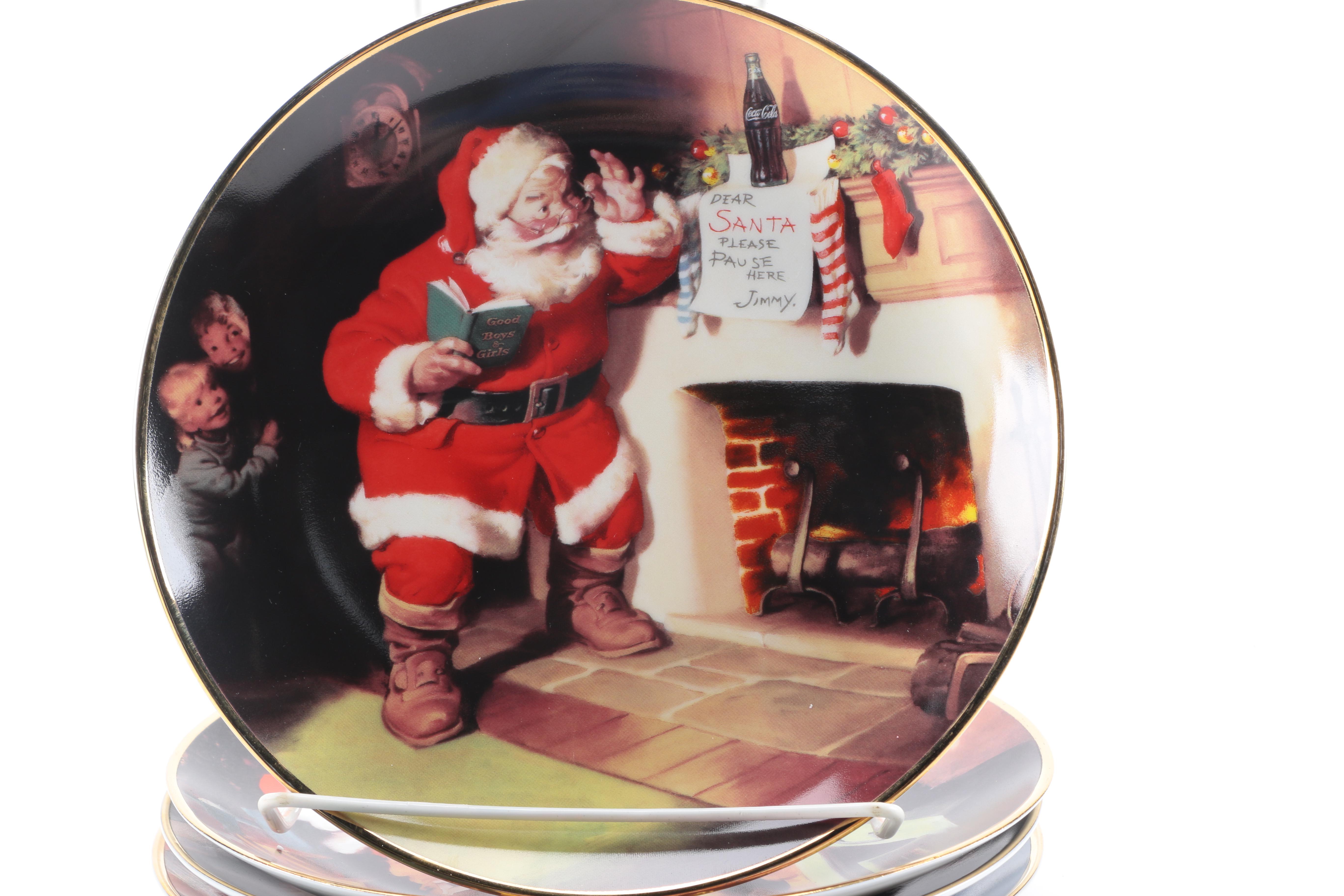 Coca Cola Limited Edition Fine Porcelain Santa Claus Plates