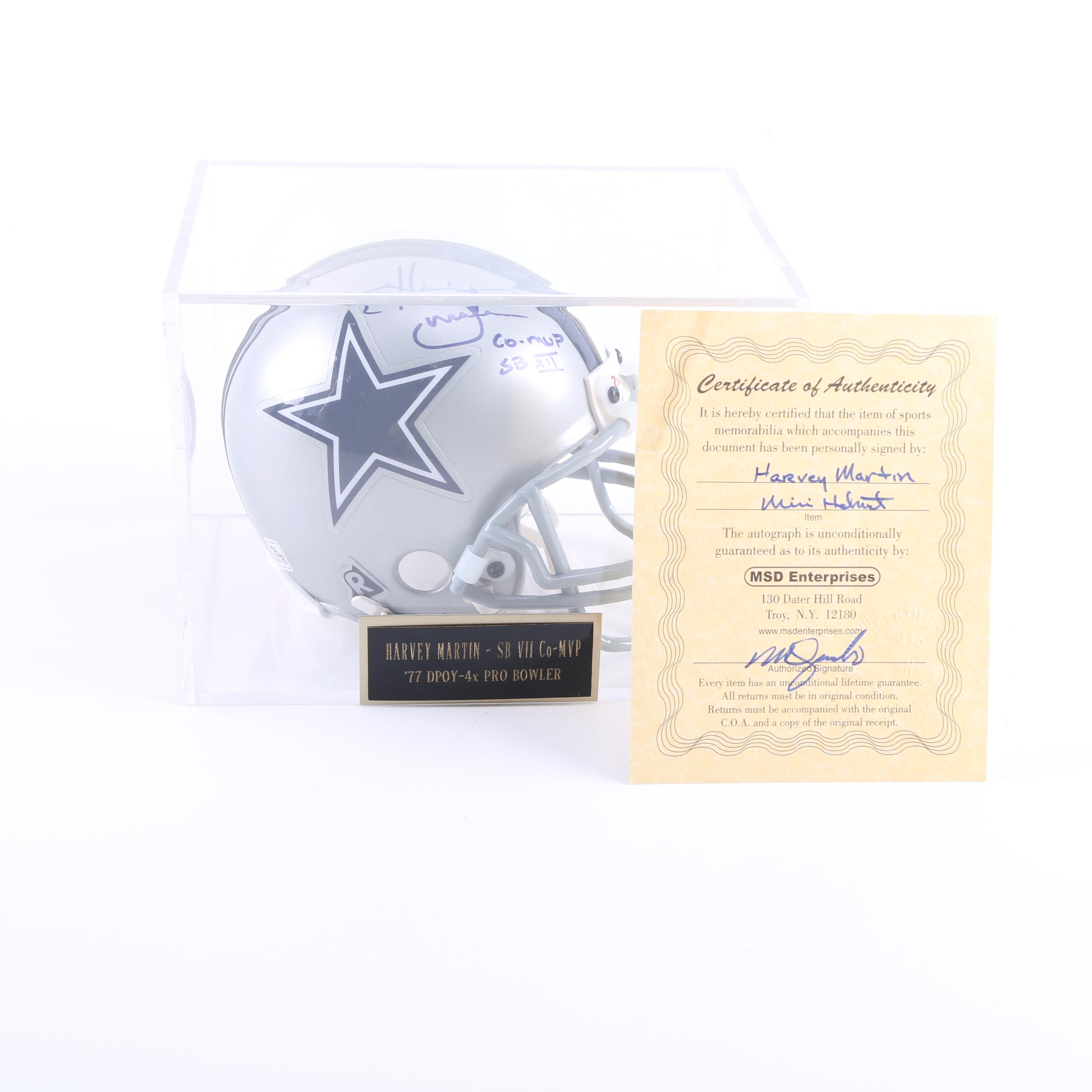 Harvey Martin Signed Dallas Cowboys Mini-Helmet
