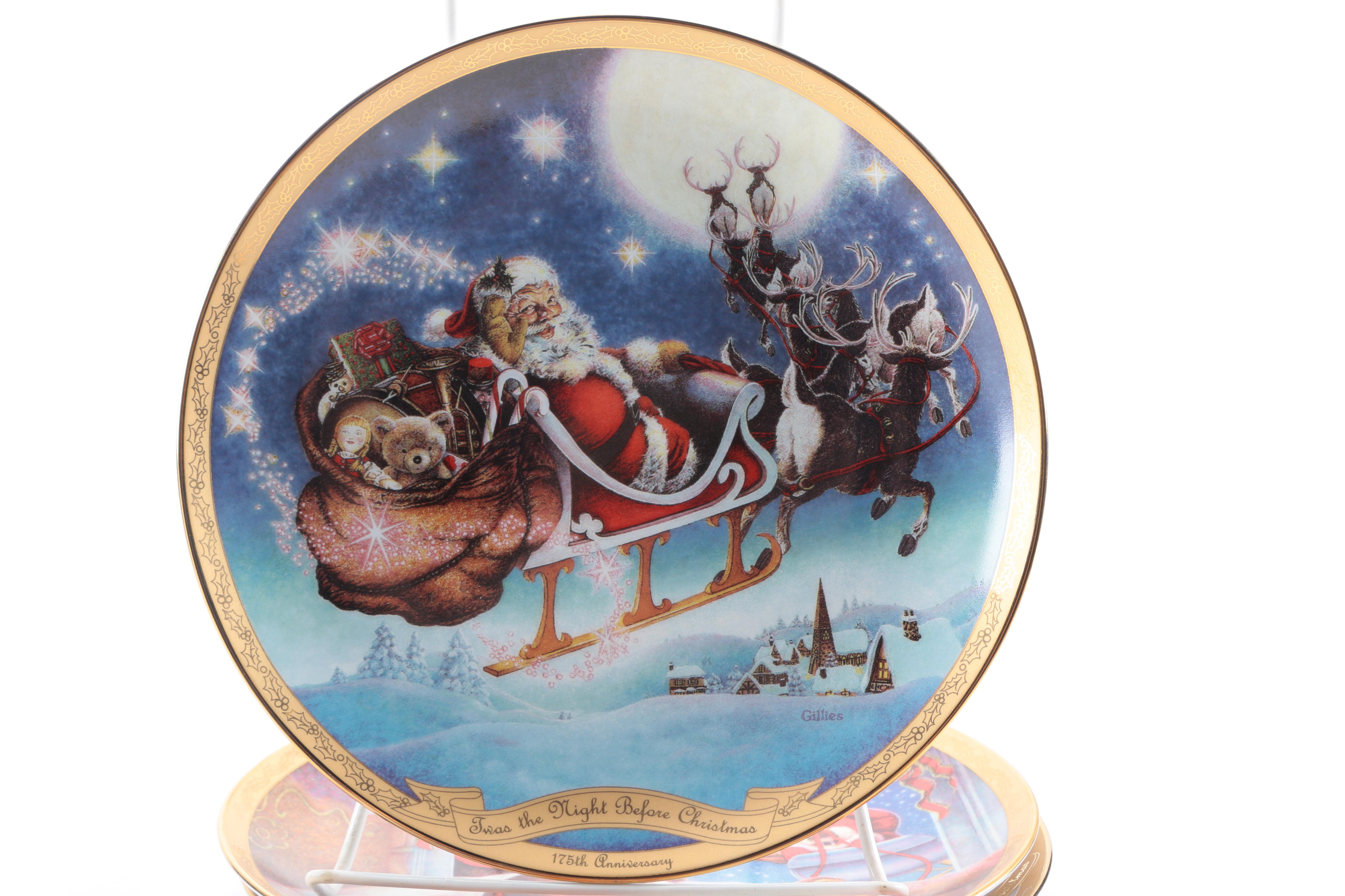 Assortment of Chuck Gillies Decorative Christmas Plates