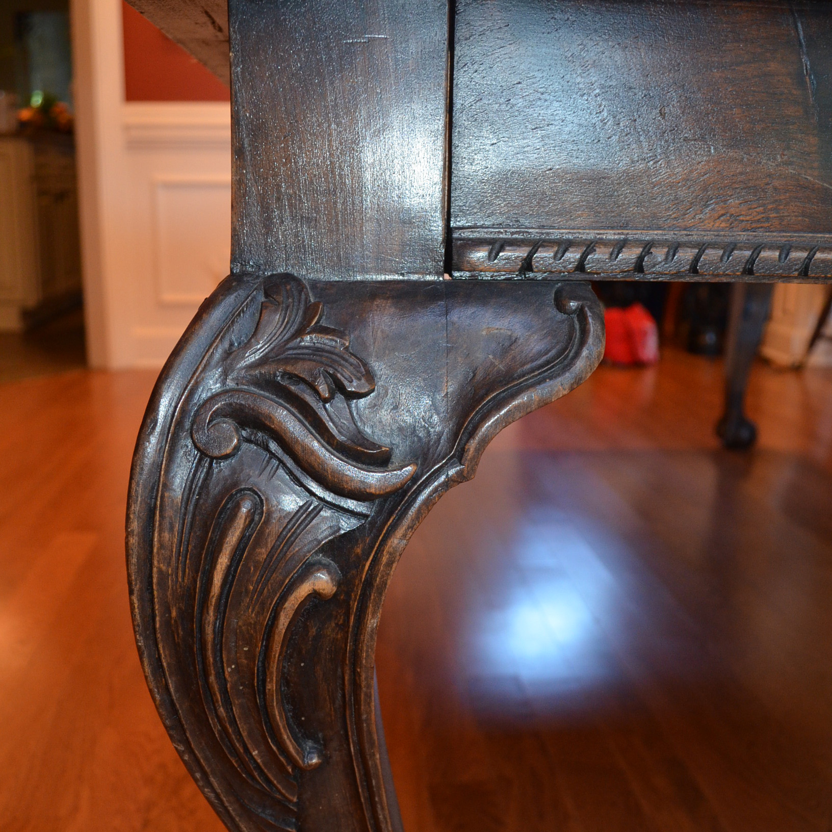 Antique Chippendale Style Poplar Library Table