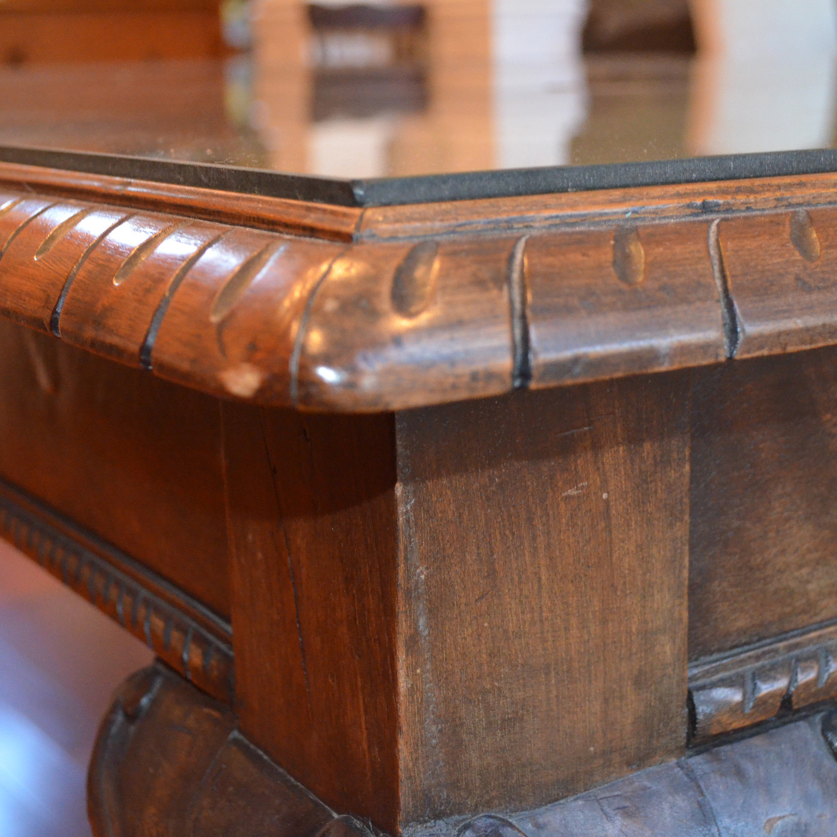 Antique Chippendale Style Poplar Library Table