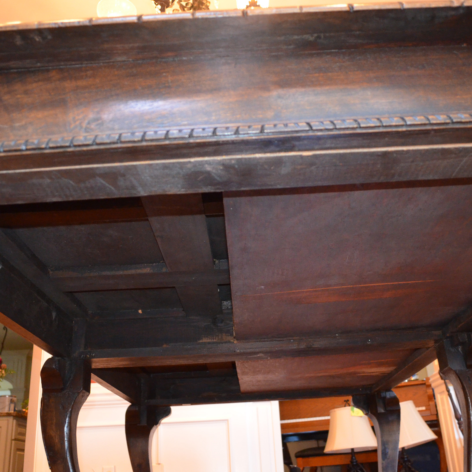 Antique Chippendale Style Poplar Library Table