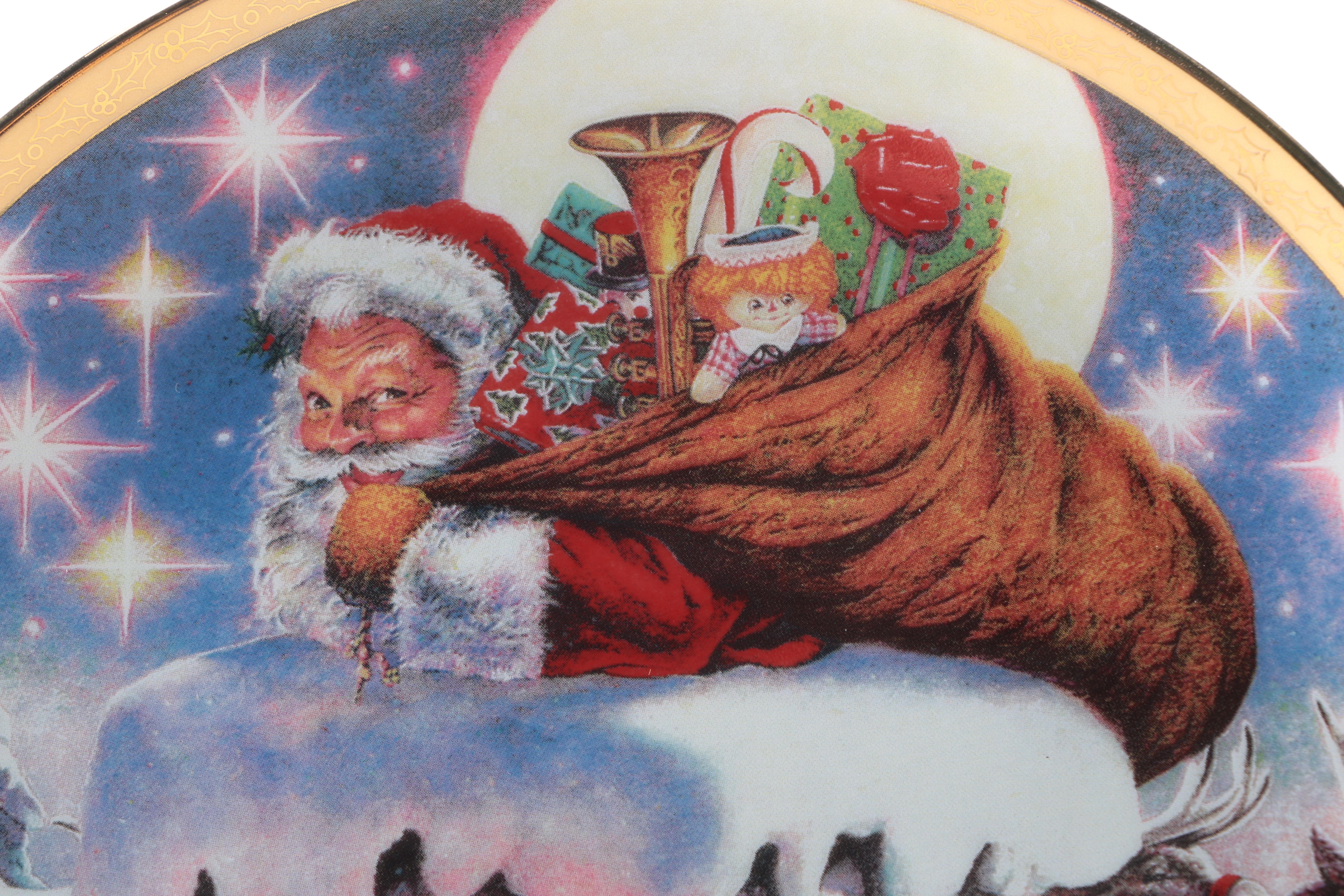 Assortment of Chuck Gillies Decorative Christmas Plates