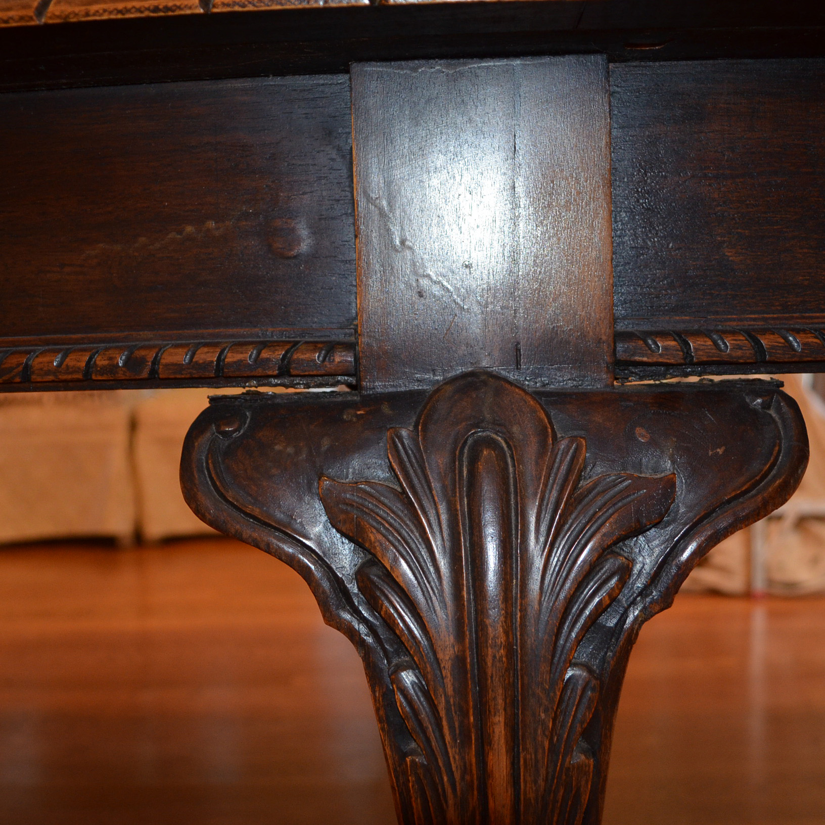 Antique Chippendale Style Poplar Library Table
