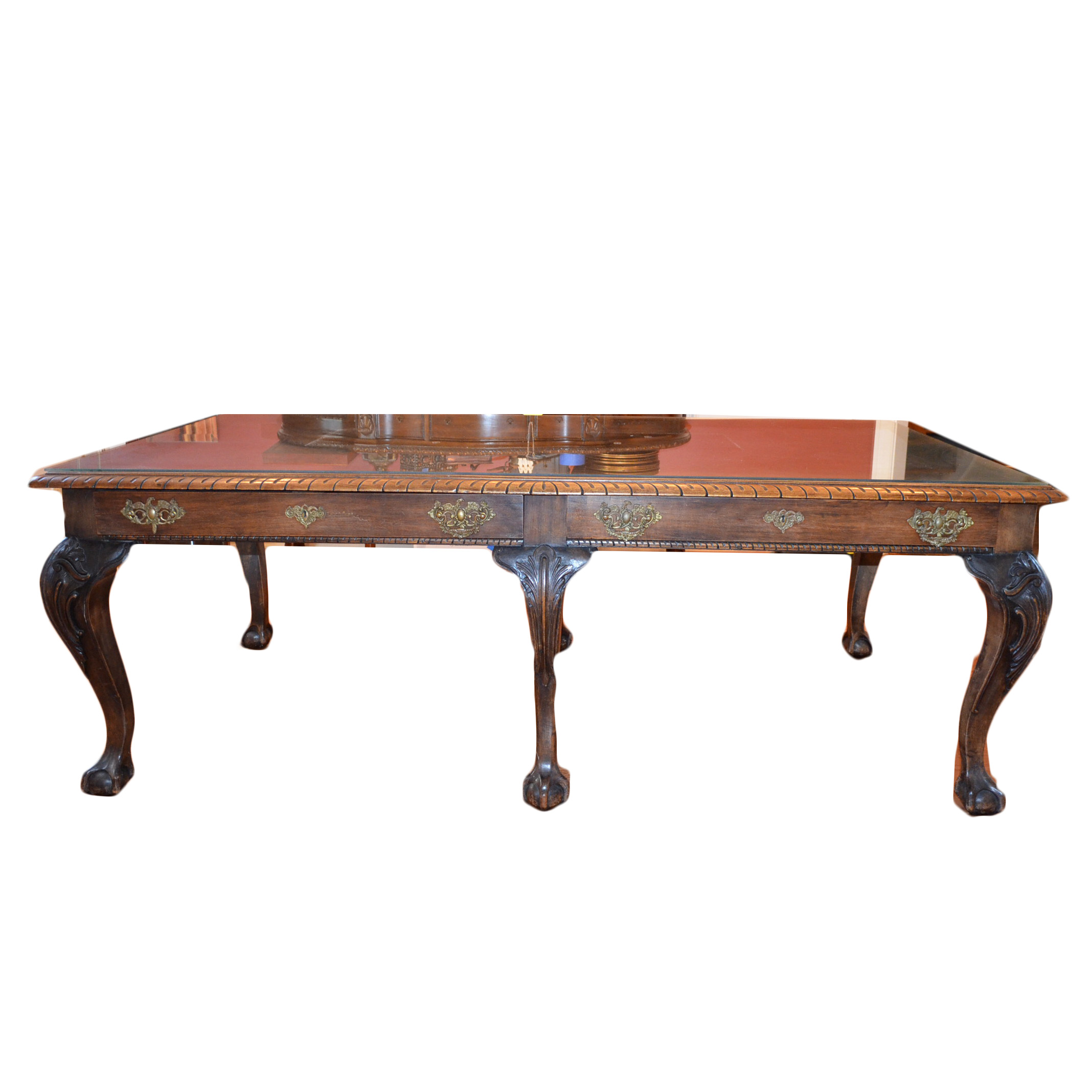 Antique Chippendale Style Poplar Library Table