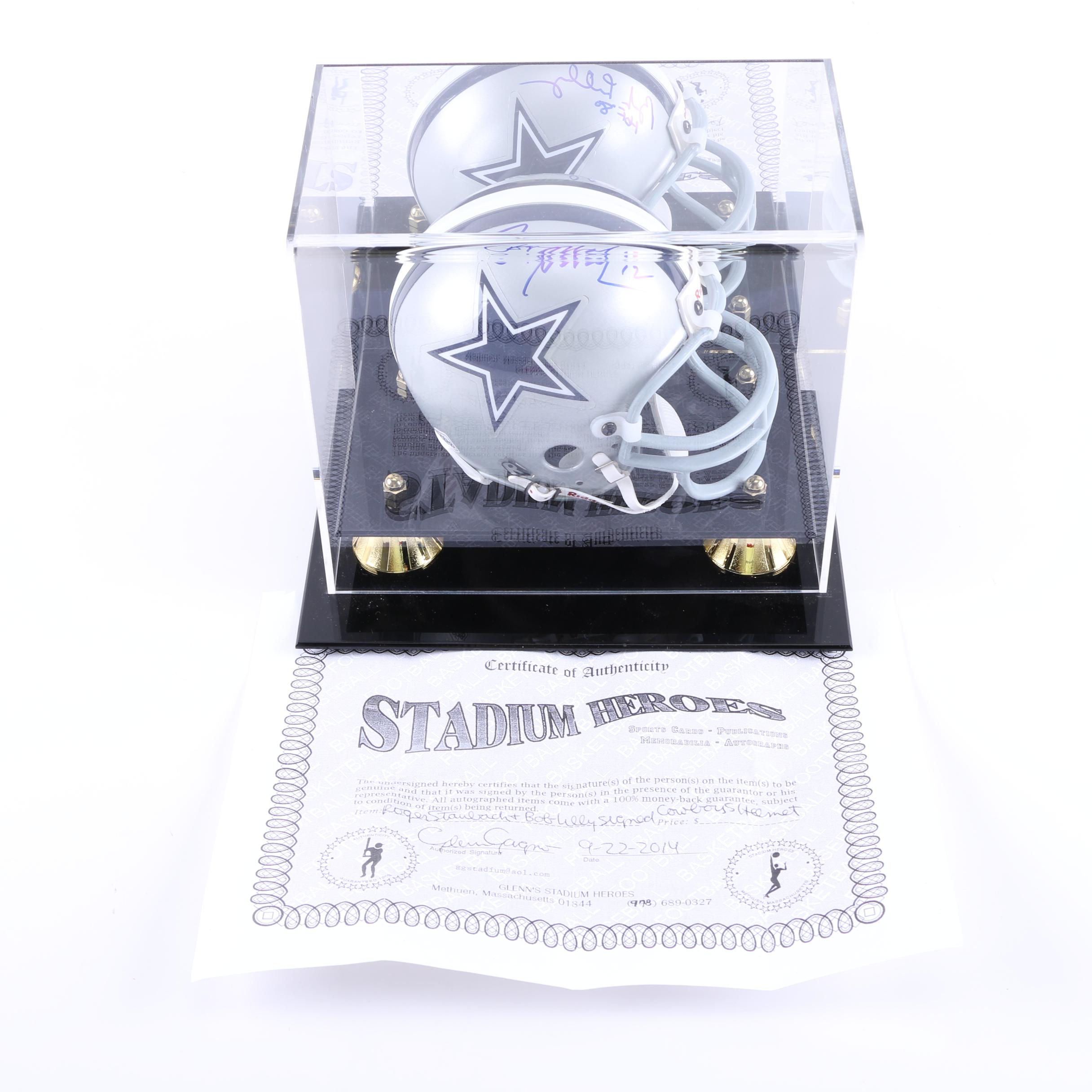 Roger Staubach and Bob Willy Signed Mini Helmet