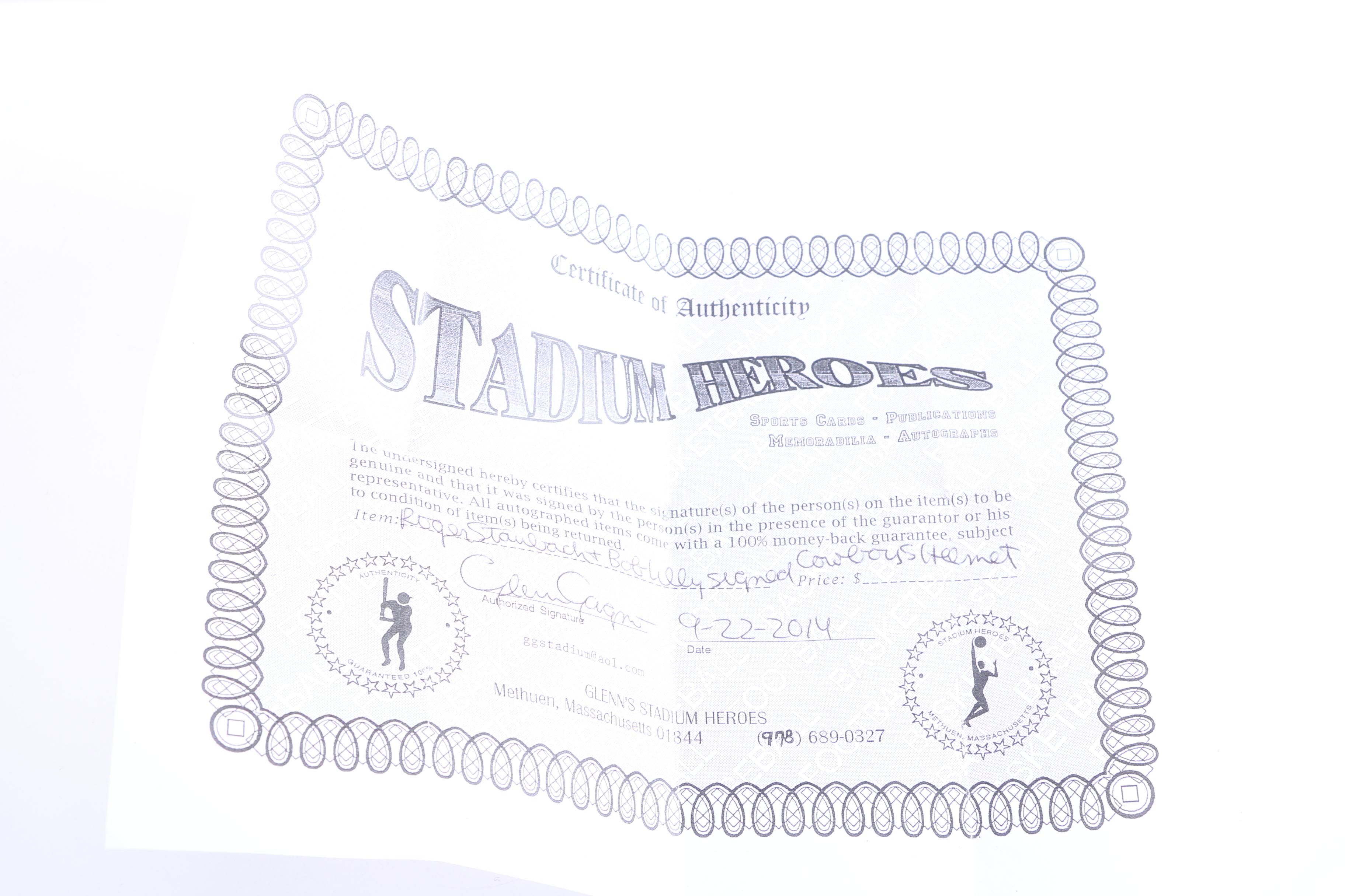 Roger Staubach and Bob Willy Signed Mini Helmet