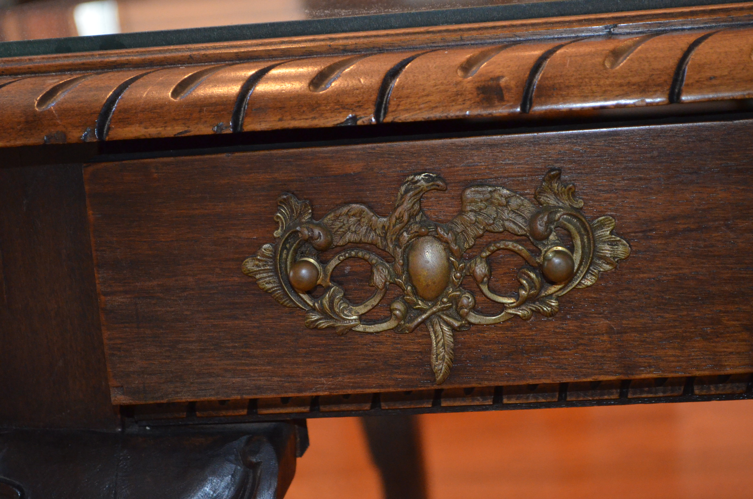 Antique Chippendale Style Poplar Library Table